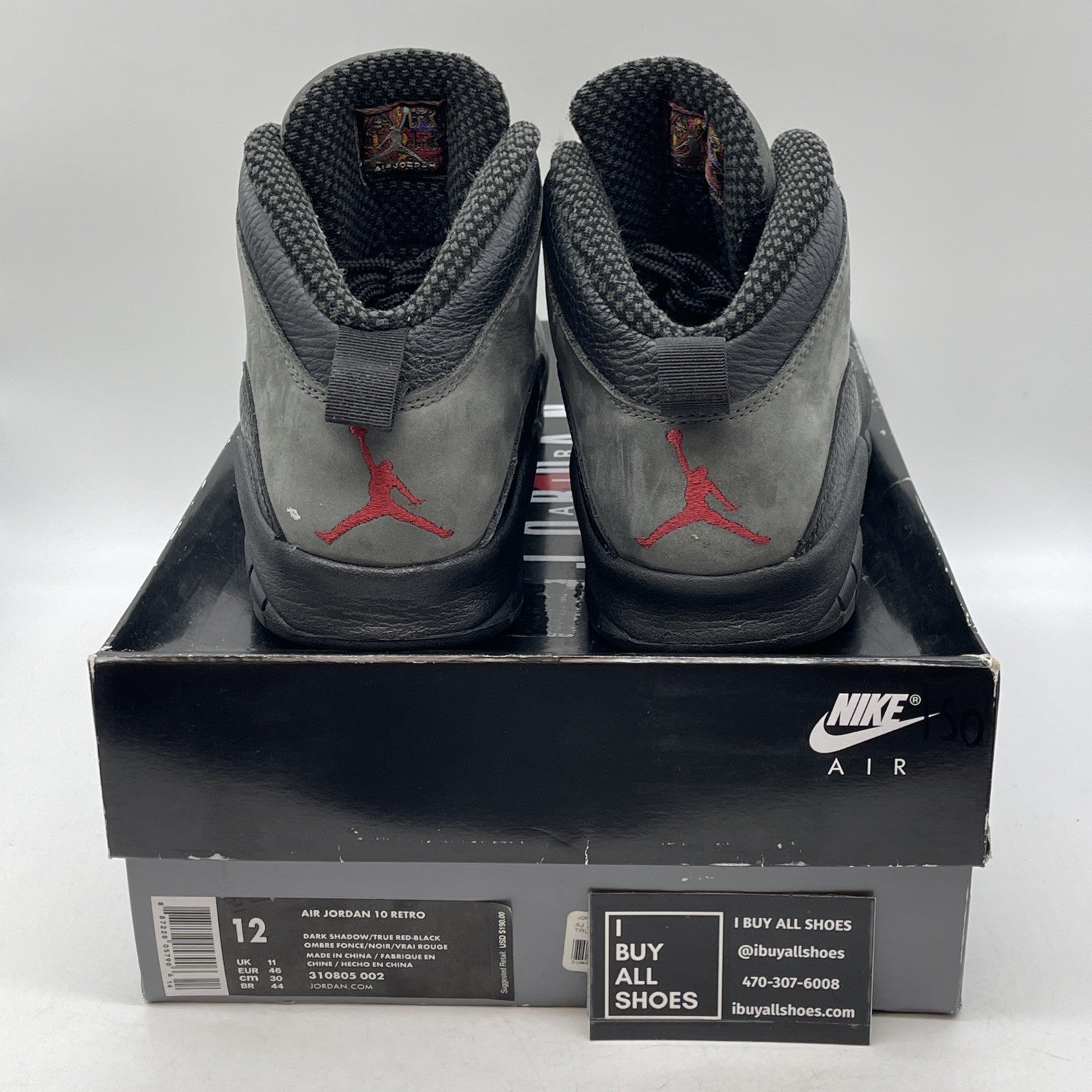 Size 12 - Air Jordan 10 Retro 2018 Shadow Grey Black Suede Leather (310805-002)
