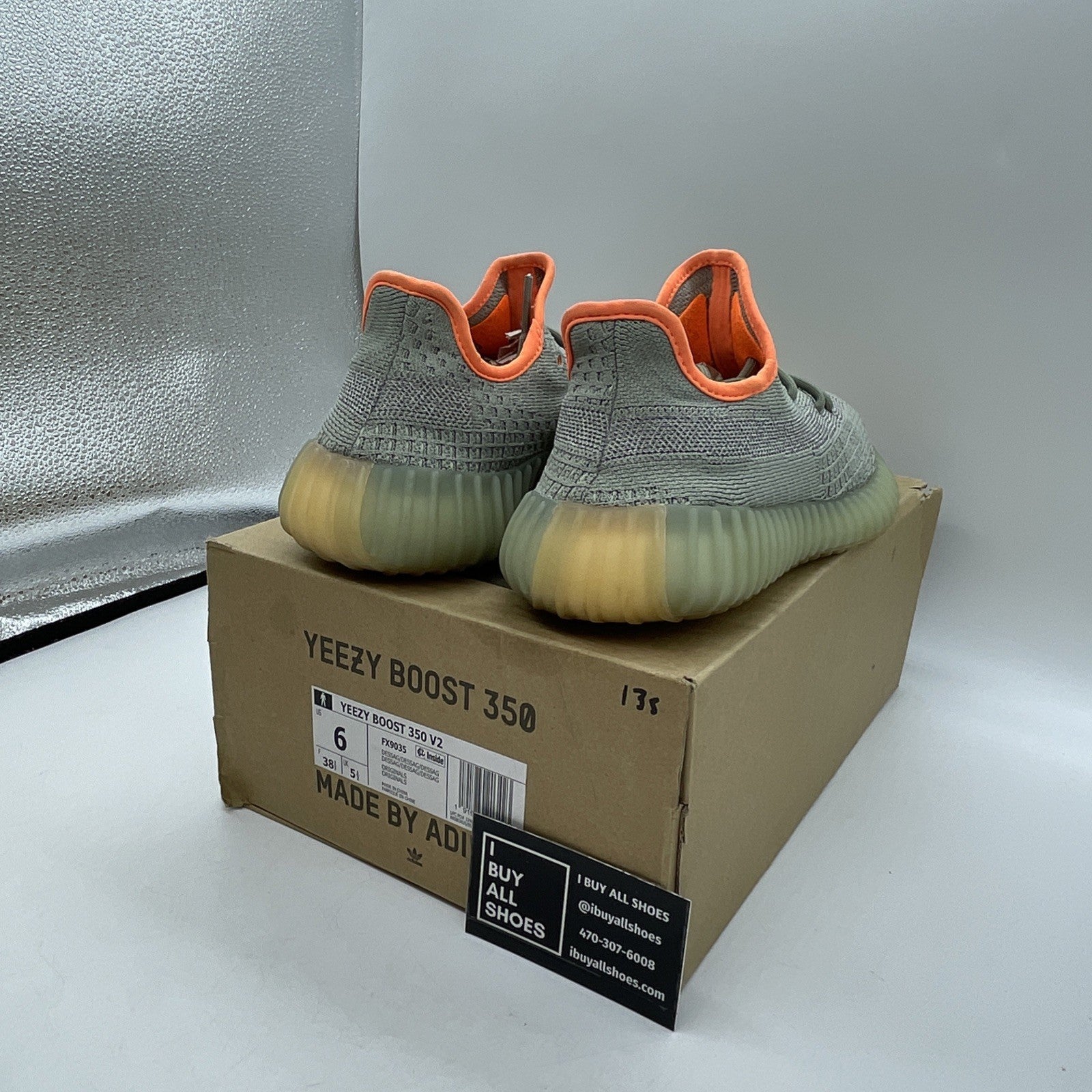 Size 6 - adidas Yeezy Boost 350 V2 Desert Sage Green Orange Suede (FX9035)