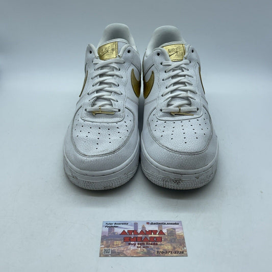 Size 12 - Nike Air Force 1 '07 LV8 Gold Foil Swoosh White Leather (DC2181-100)