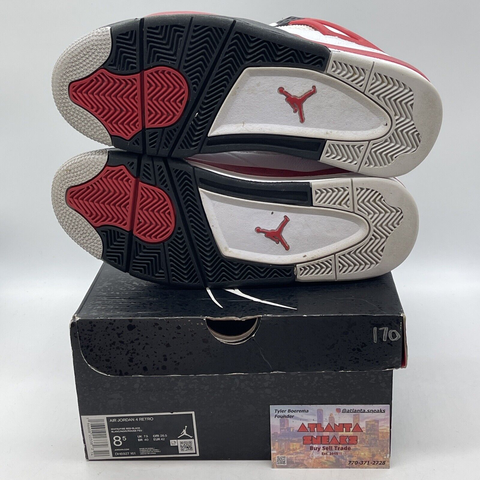 Size 8.5 - Jordan 4 Retro Mid Red Cement Red Black White Leather (DH6927-161)