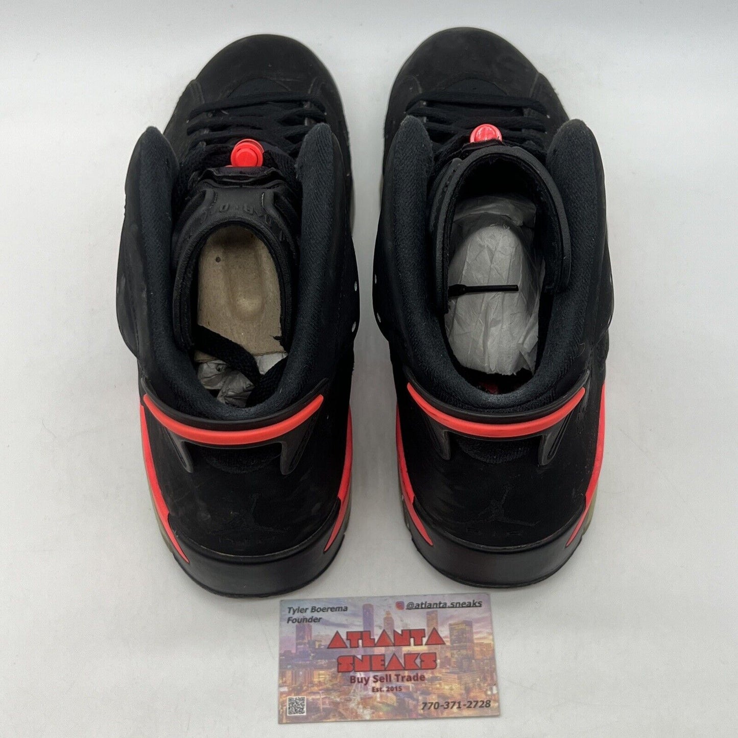 Size 9 - Jordan 6 Retro Infrared Black 2014 Black Suede (384664-023)