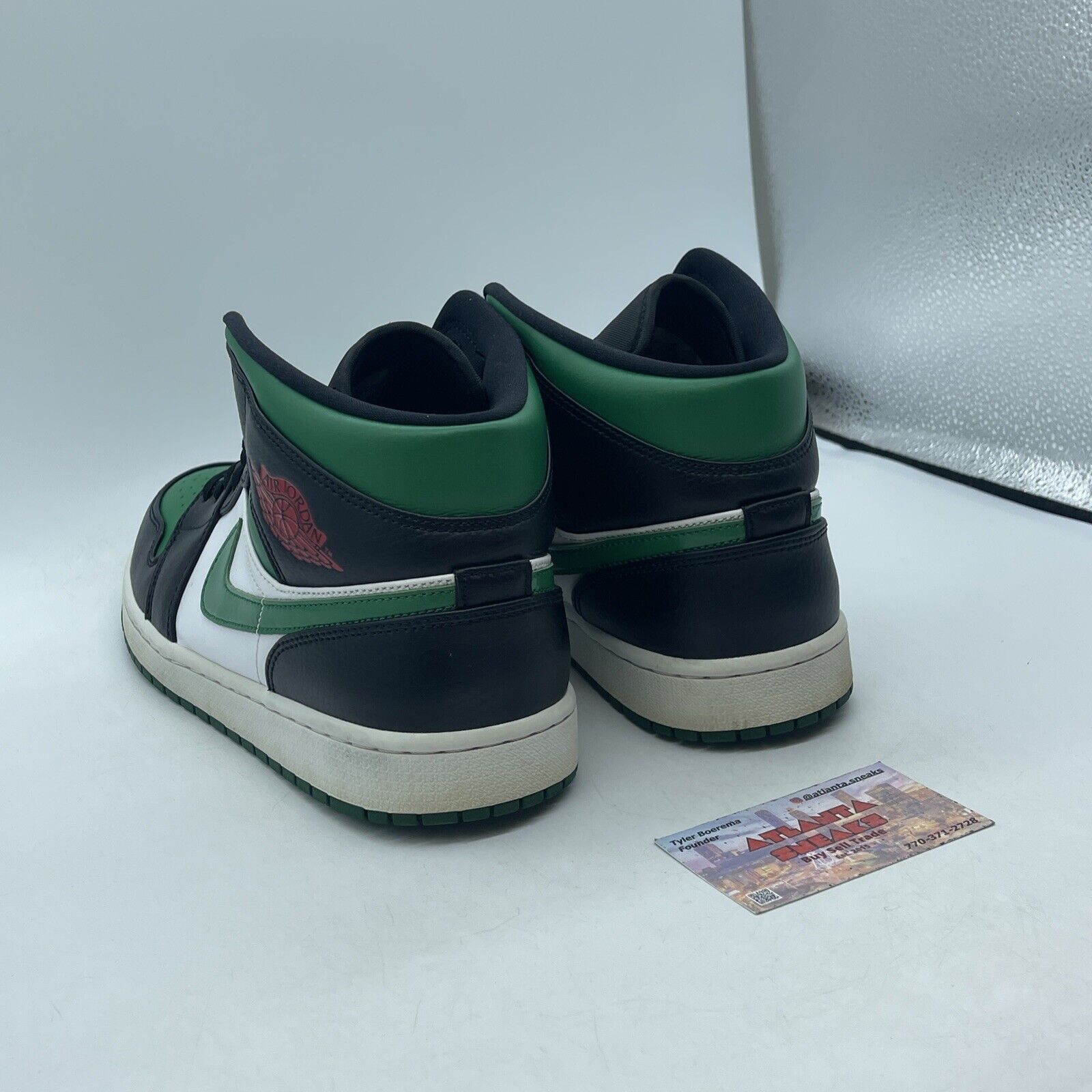 Size 11.5 - Air Jordan 1 Mid Pine Green White Black Leather (554724-067)