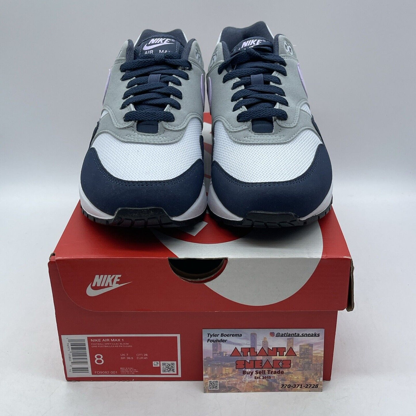 Size 8 - Nike Air Max 1 Obsidian Lilac Bloom White Purple Suede (FD9082-001)