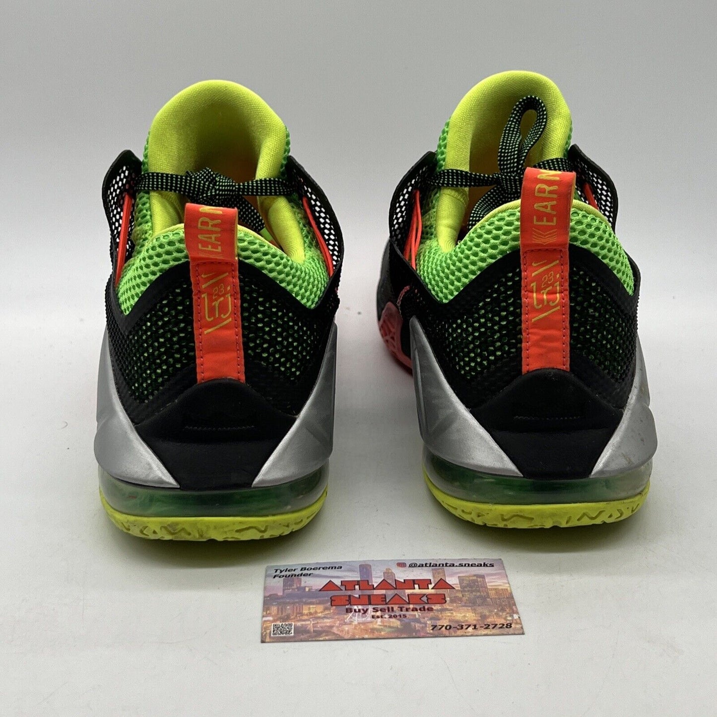 Size 12 - Nike LeBron 12 Low Remix Grey Black Green (724557-003)