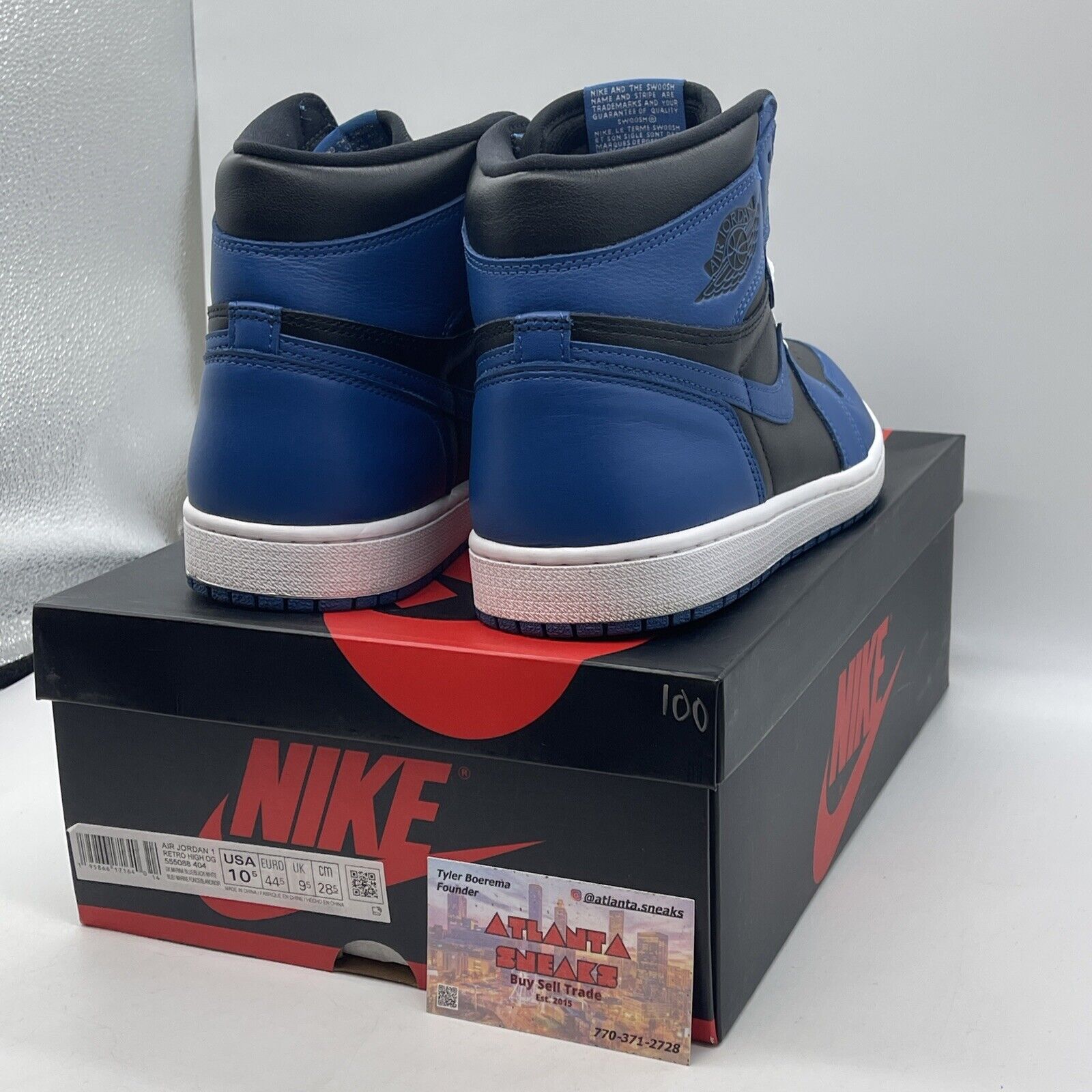 Size 10.5 - Jordan 1 Retro OG High Dark Marina Blue Black Leather (555088-404)