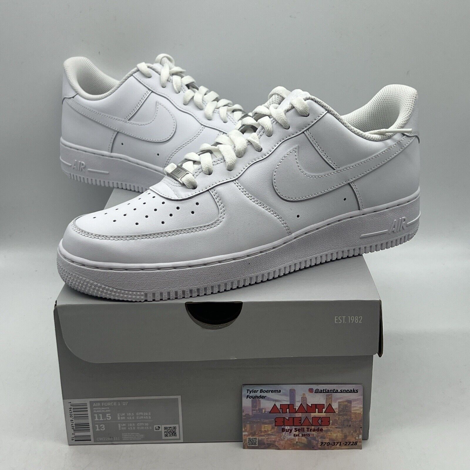 Size 11.5 - Nike Air Force 1 '07 Low Triple White Brand New Og All