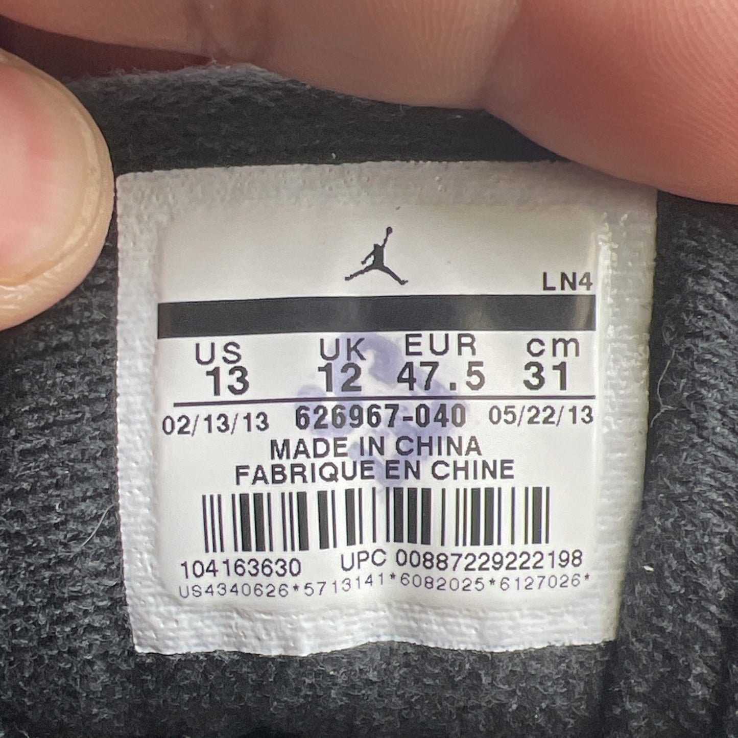 Size 13 - Air Jordan 3 Retro Fear Pack (626967-040)