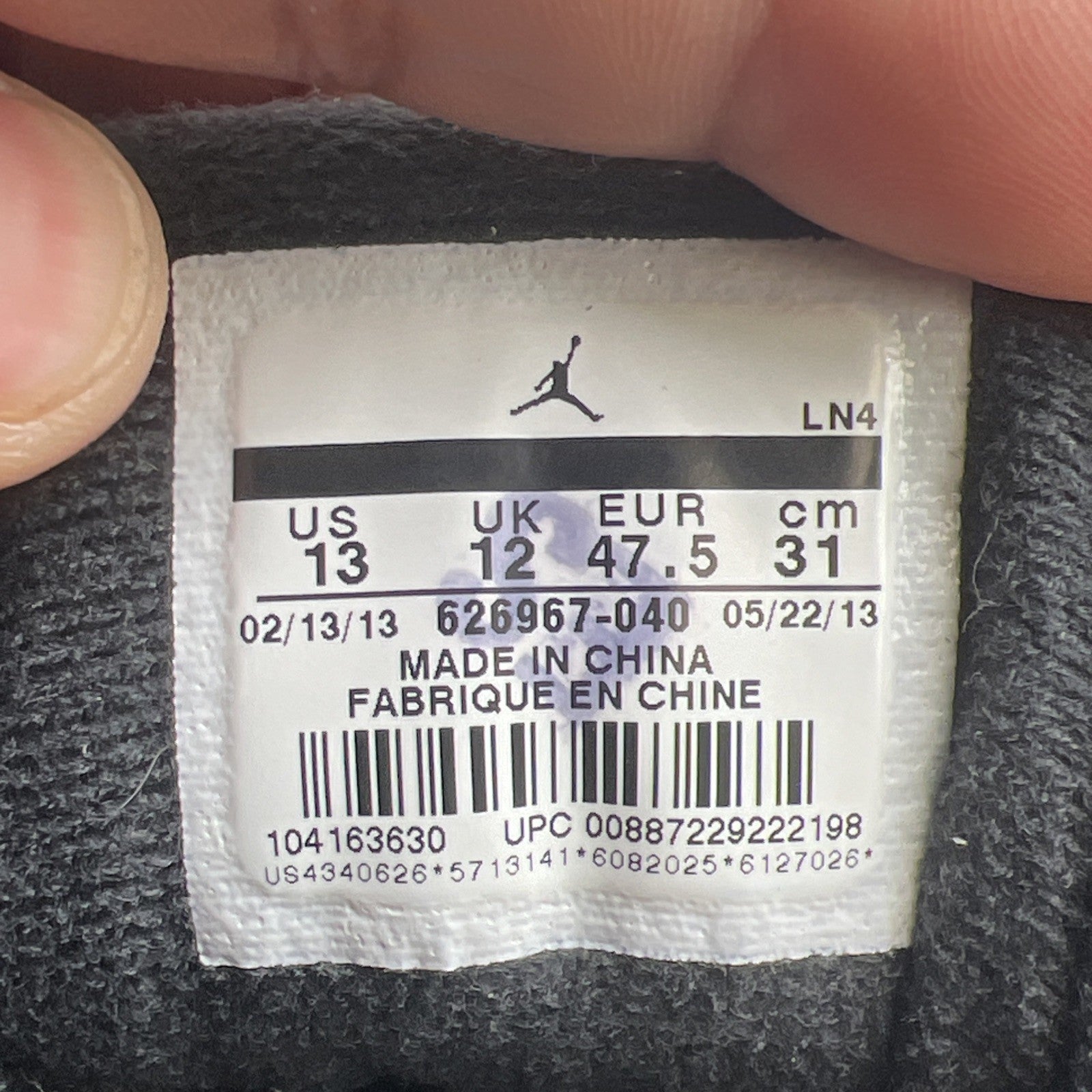 Size 13 - Air Jordan 3 Retro Fear Pack (626967-040)