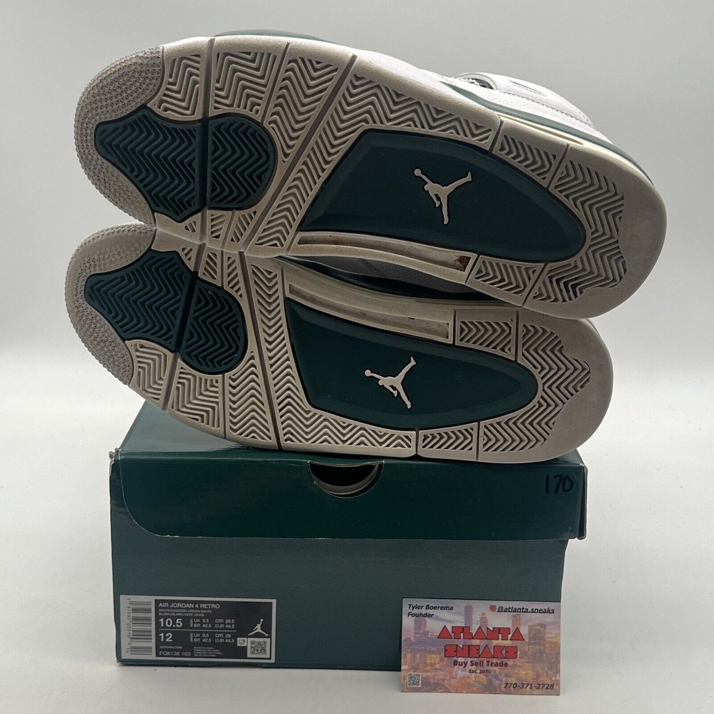 Size 10.5 - Air Jordan 4 Retro Oxidized Green White Leather (FQ8138-103)