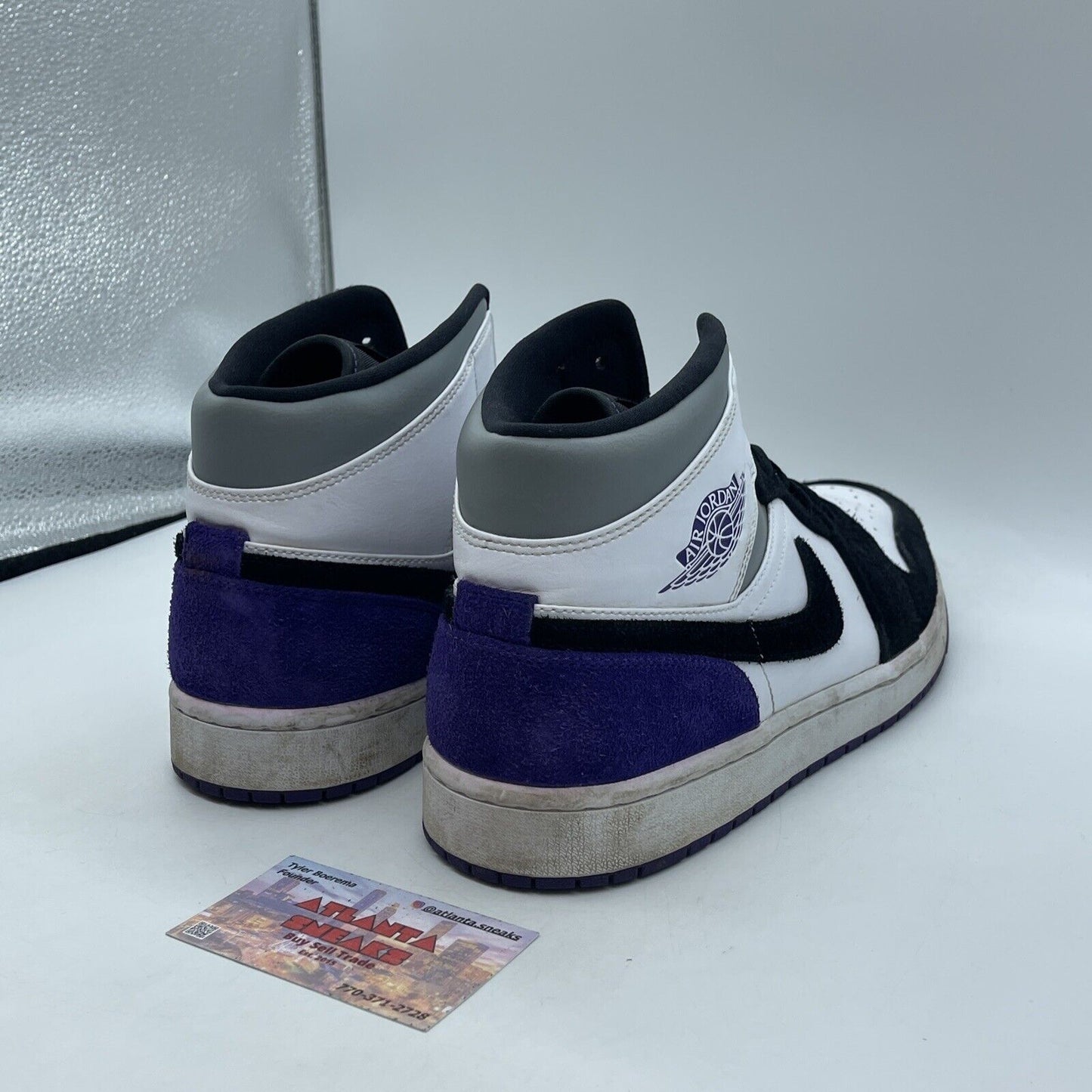 Size 13 - Air Jordan 1 SE Mid Varsity Purple Grey Leather Suede (852542-105)