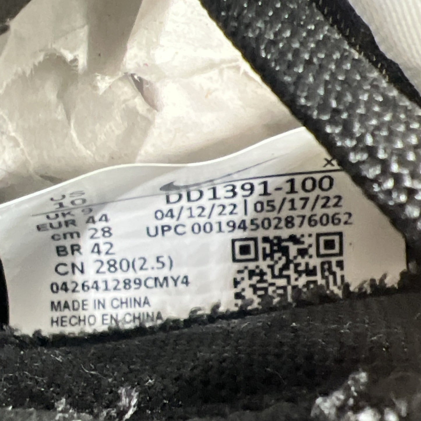 Size 10 - Nike Dunk Low Black White (DD1391-100)