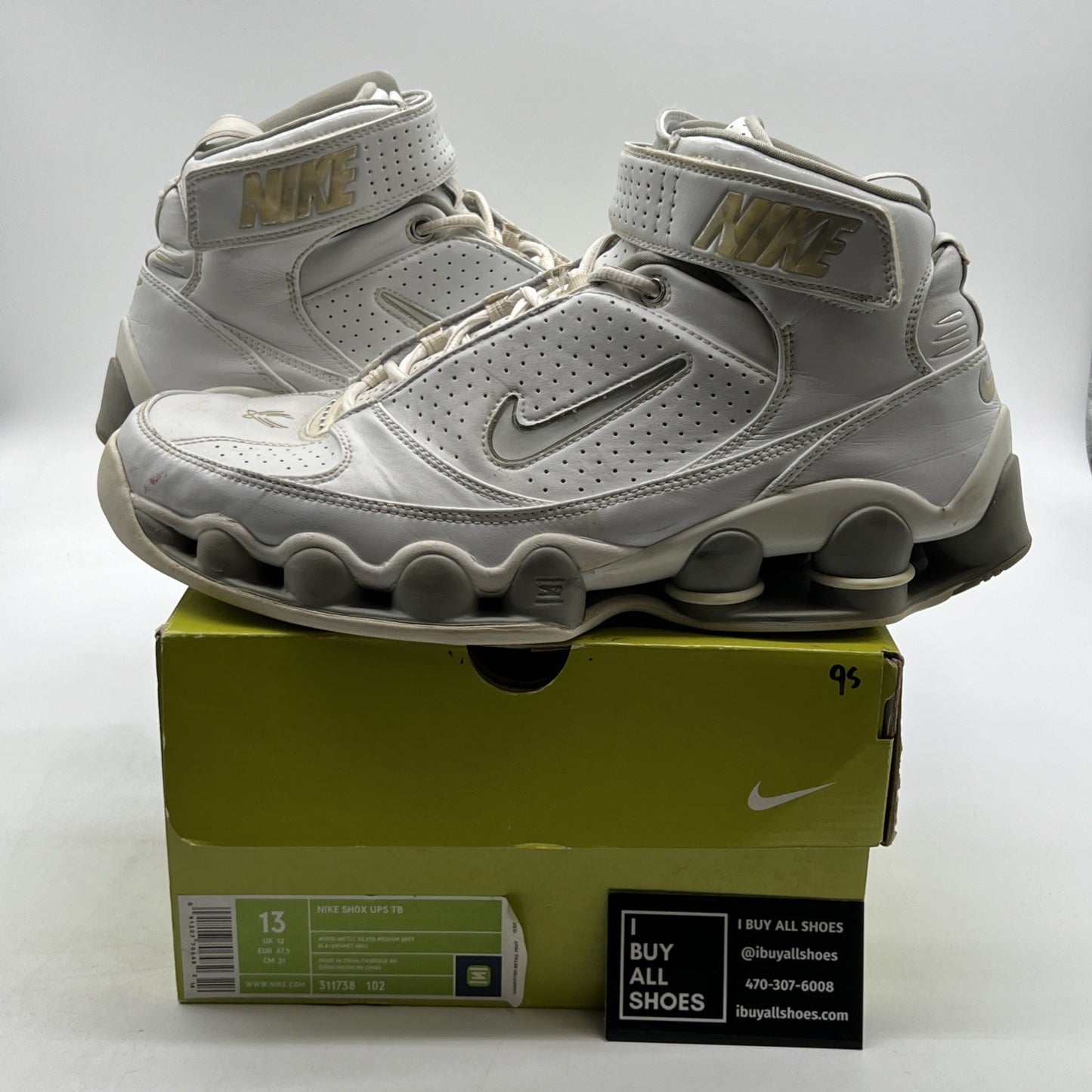 Size 13 - Nike Shox Ups TB White Metallic Silver (311738-102)