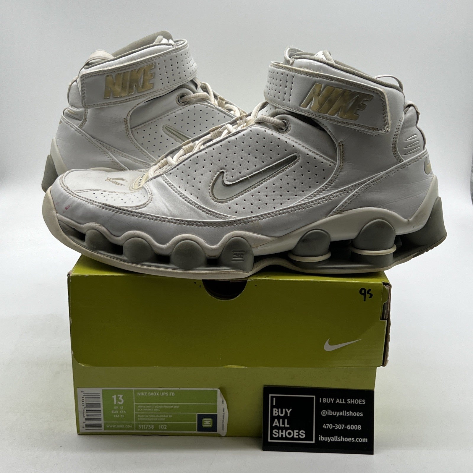 Size 13 - Nike Shox Ups TB White Metallic Silver (311738-102)