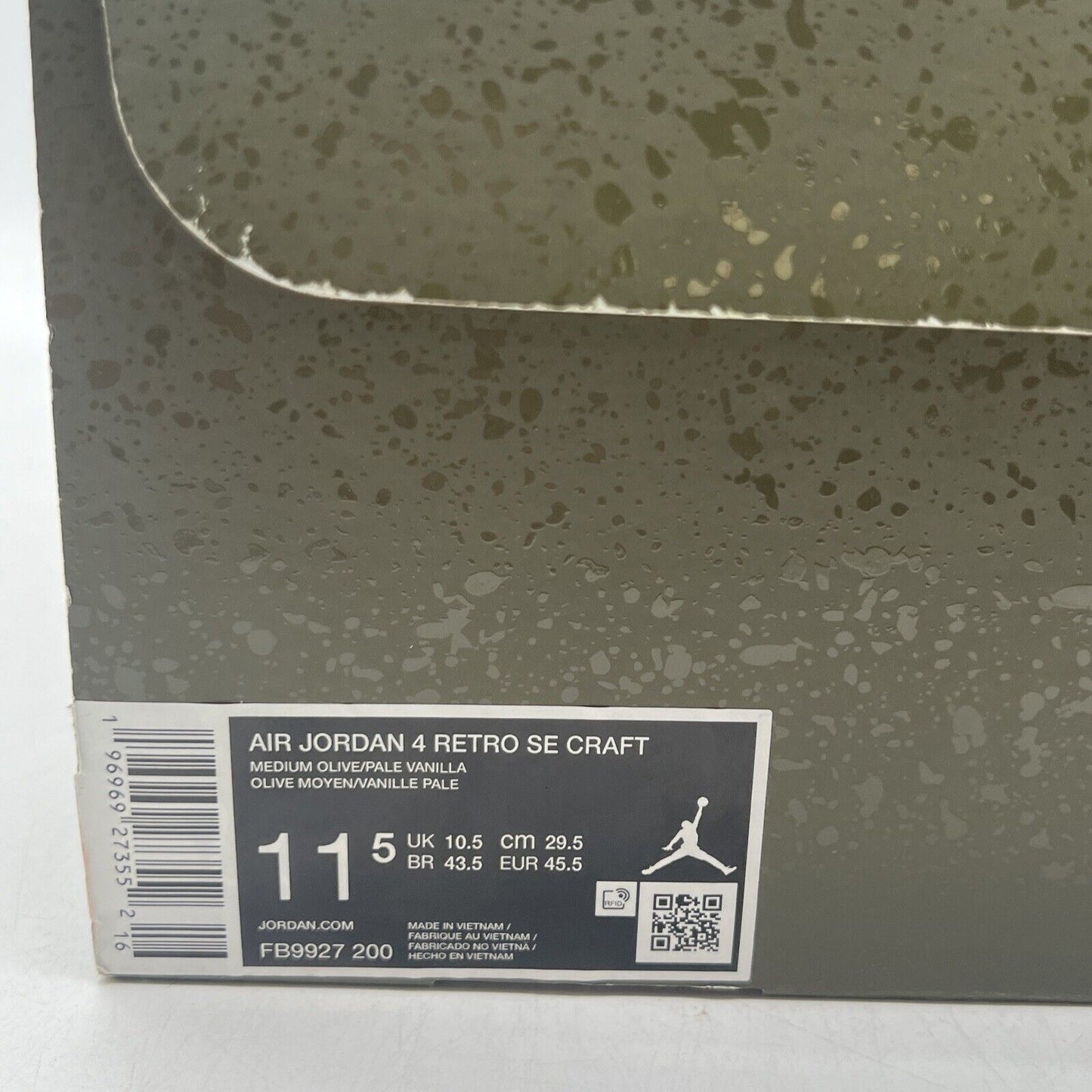 Size 11.5 - Jordan 4 SE Retro Low Craft - Olive Black White Suede (FB9927-200)