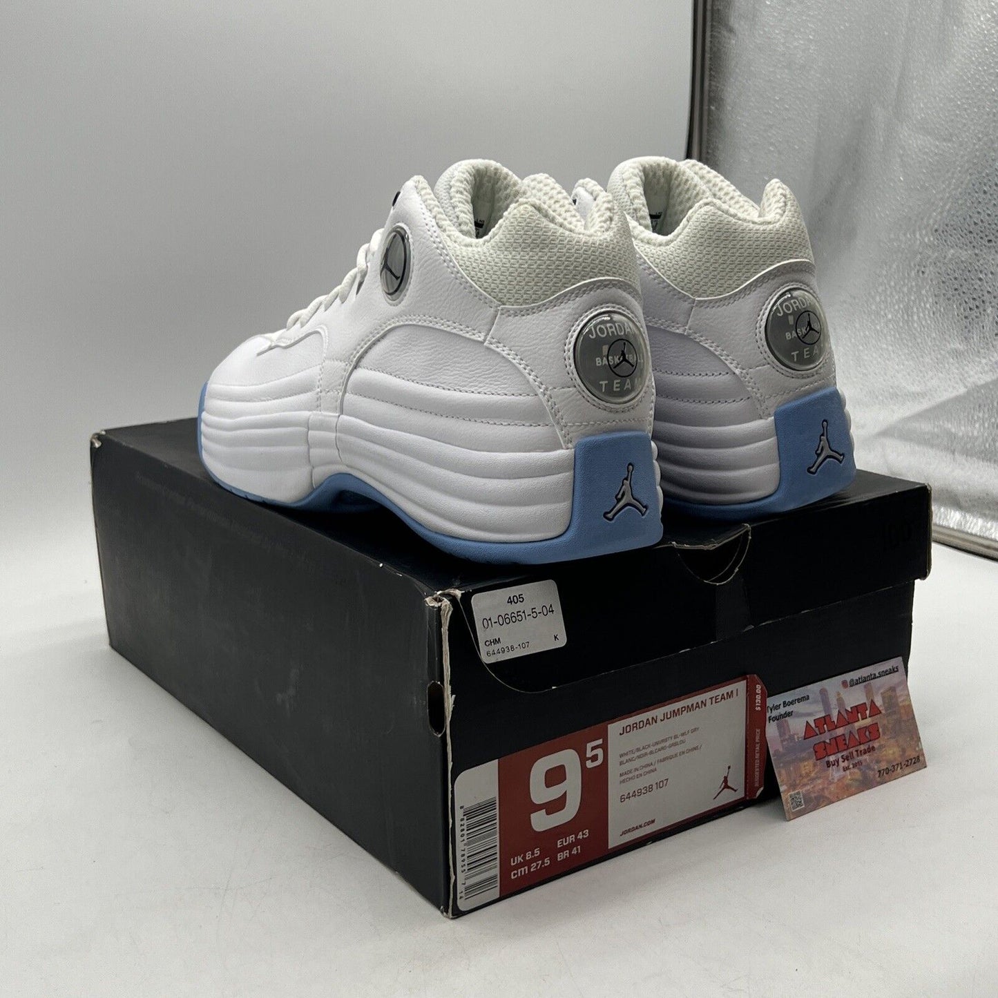 Size 9.5 - Jordan Jumpman Team 1 White University Blue Leather (644938-107)