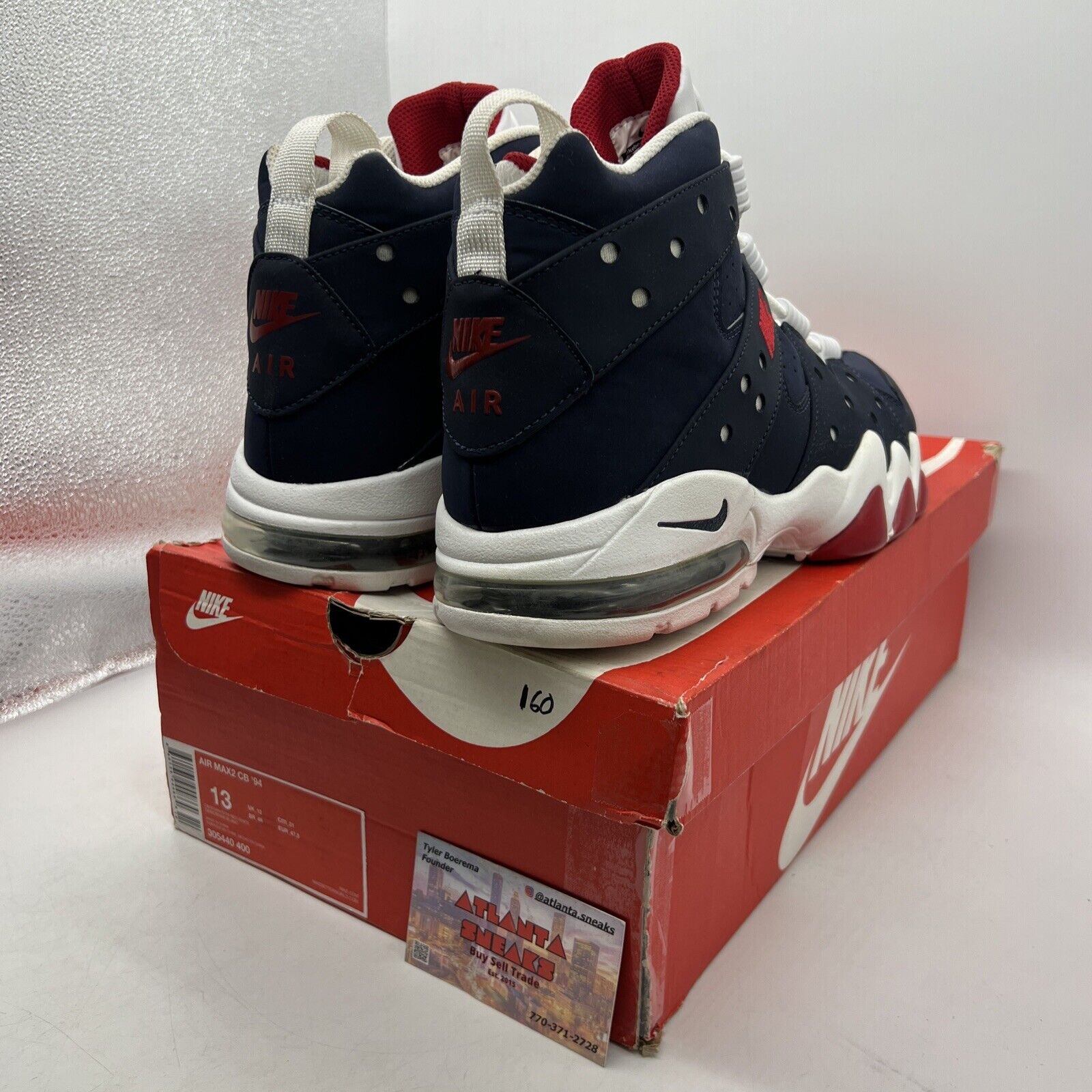 Size 13 - Nike Air Max 2 CB 94 Obsidian White Navy Red Suede (305440-400)