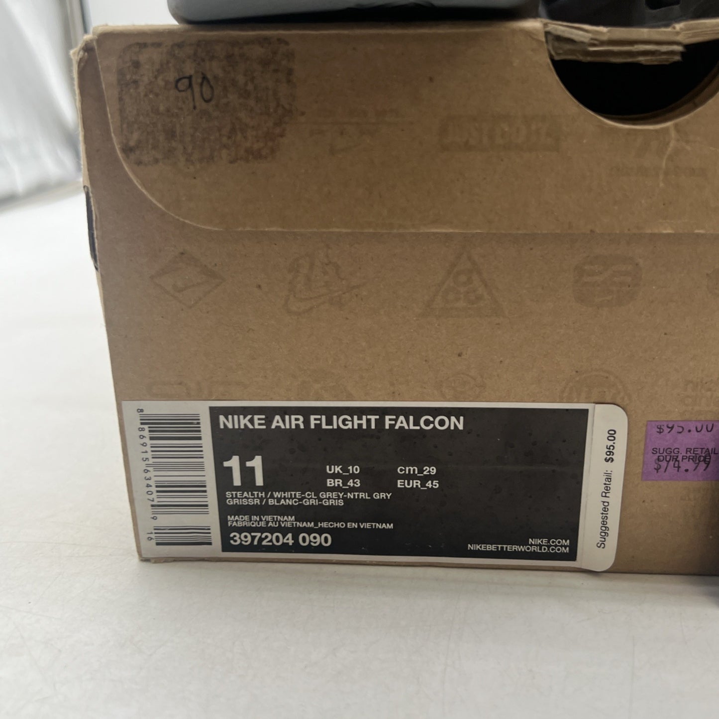 Size 11 - Nike Air Flight Gray white Trim Basketball Sports Men's (397204-090)