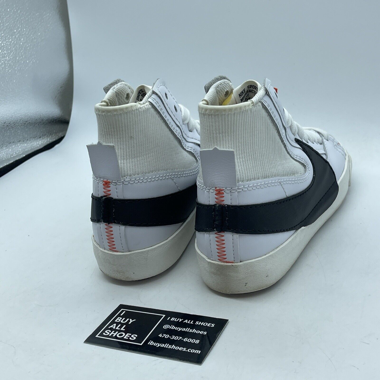 Size 8 - Nike Blazer '77 Jumbo Mid White Black Orange Suede Leather (DD3111-100)