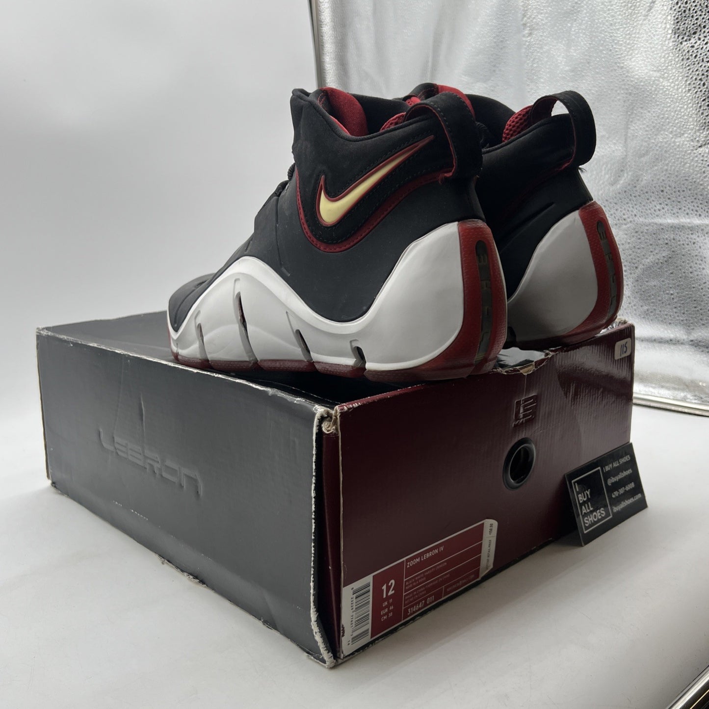 Size 12 - Nike Zoom LeBron 4 Black White Red (314647-011)