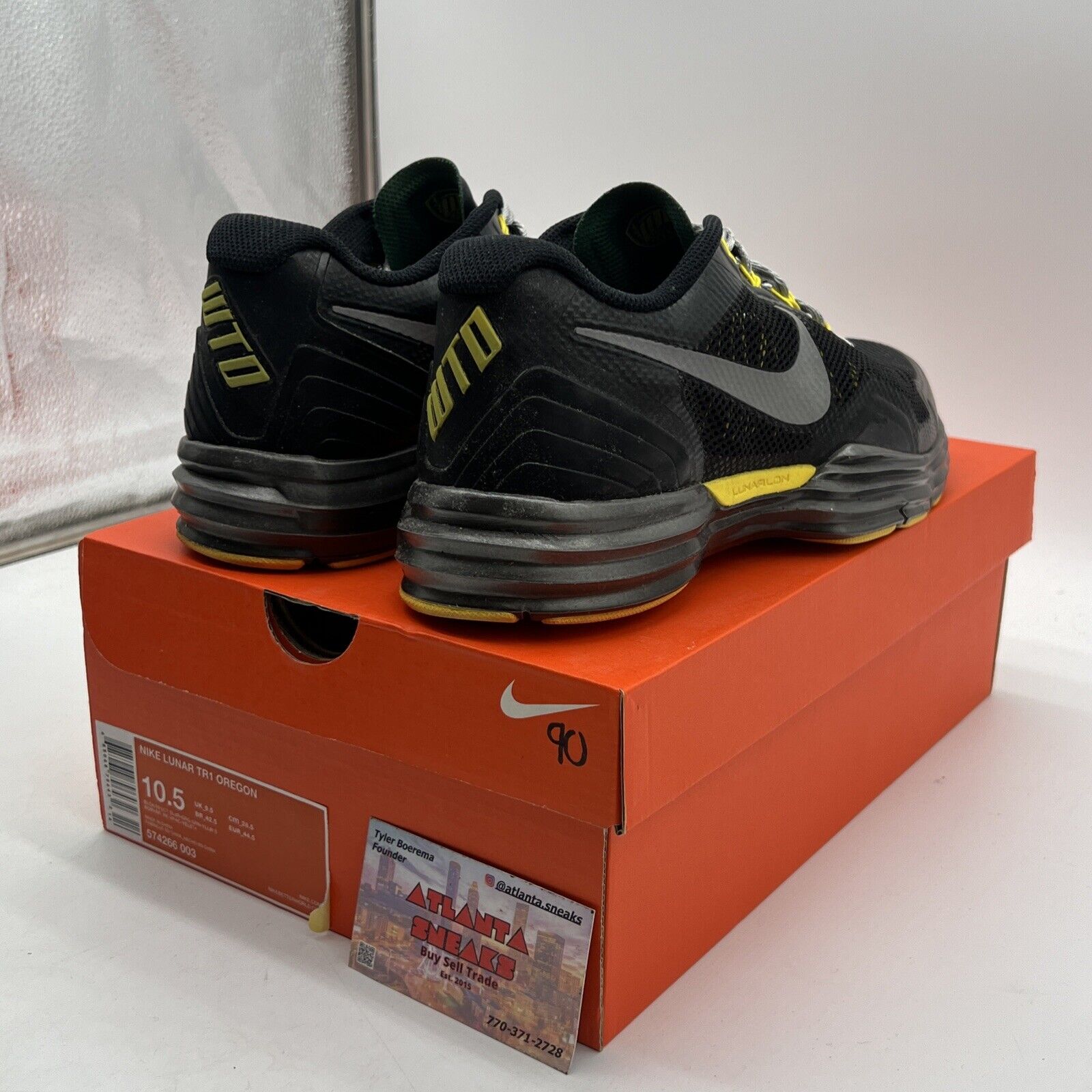 Size 10.5 - Nike Lunar TR1 Oregon Away Yellow Black Grey (574266-003)