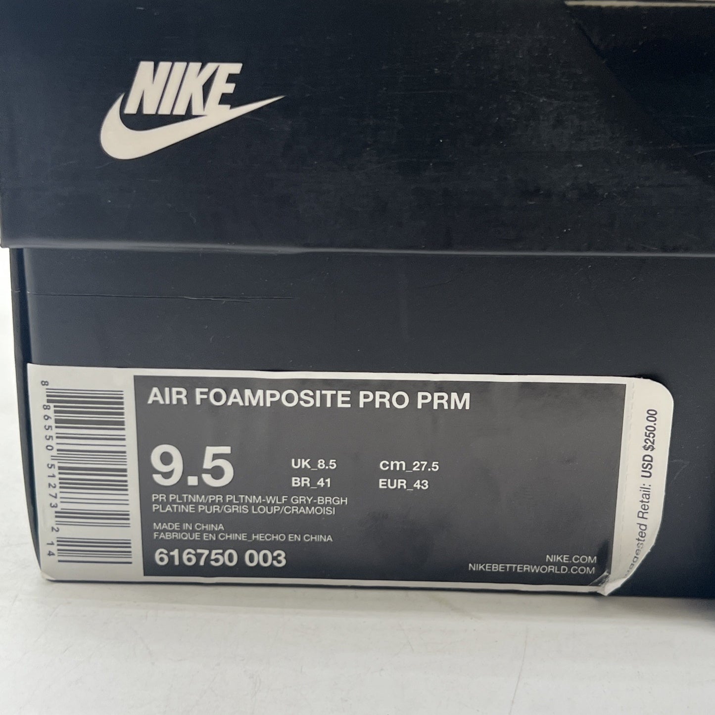 Size 9.5 - Nike Air Foamposite Pro Premium Pure Platinum (616750-003)