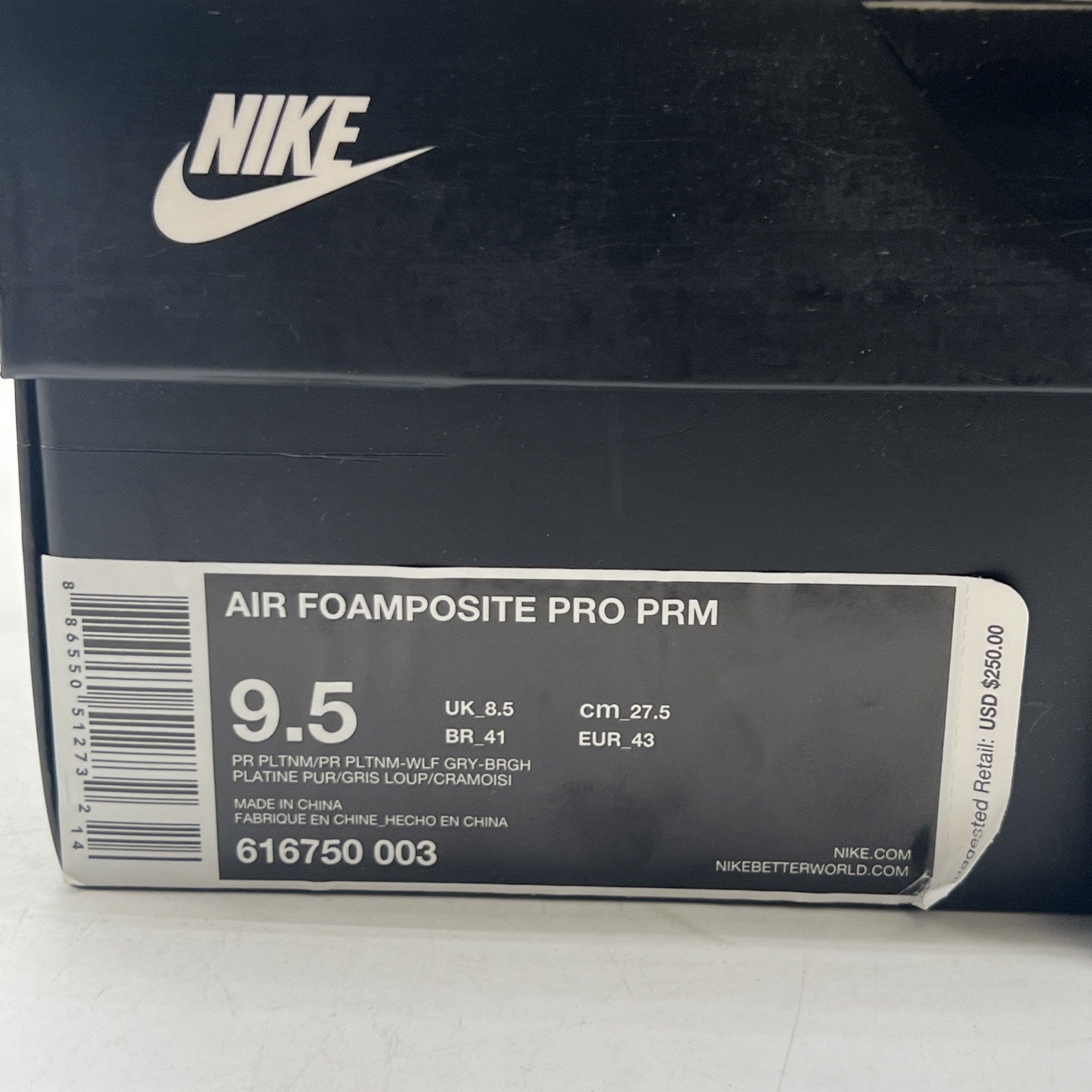 Size 9.5 - Nike Air Foamposite Pro Premium Pure Platinum (616750-003)