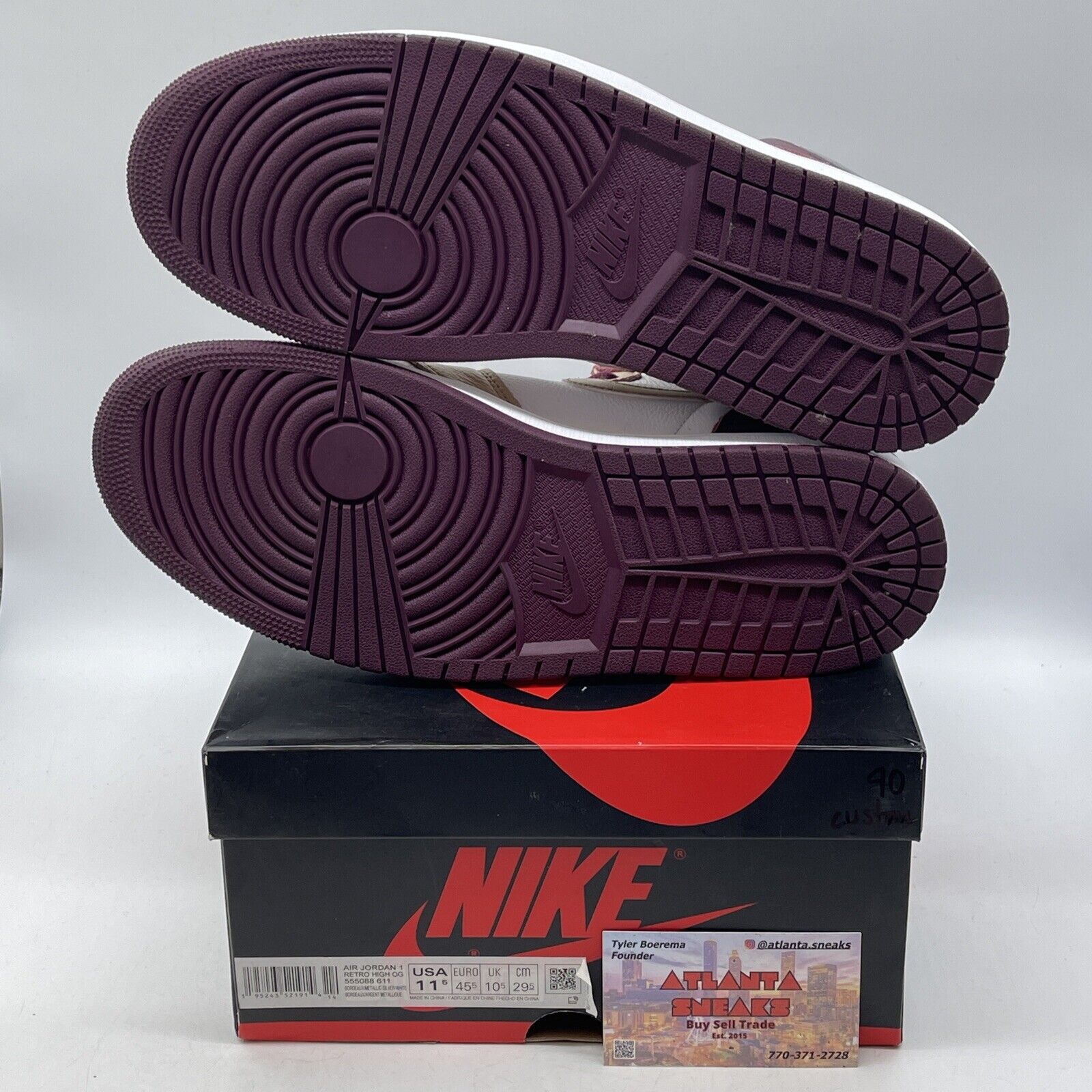 Size 11.5 - Jordan 1 Retro High OG Bordeaux Purple Brown Custom* (555088-611)