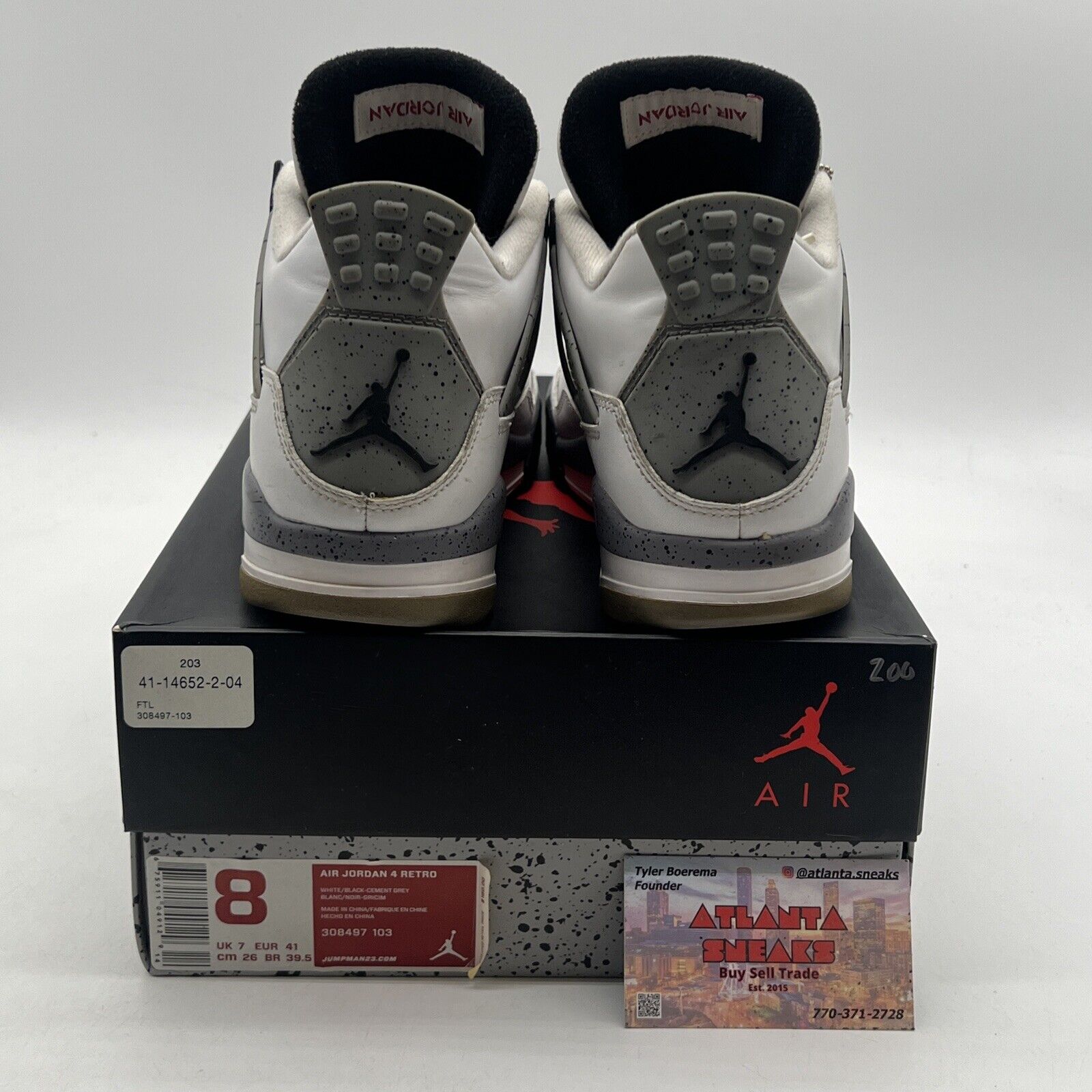 Size 8 - Air Jordan 4 Retro Cement 2012 (308497-103)