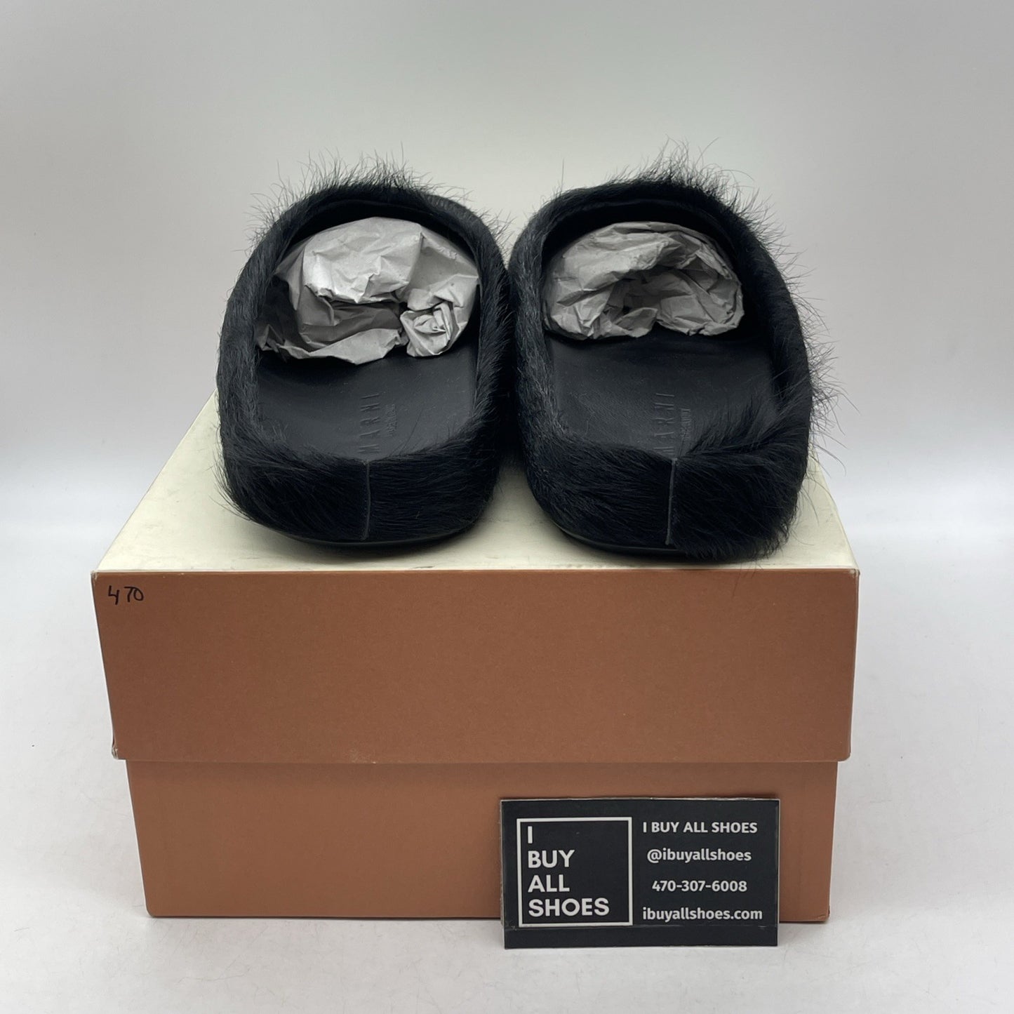 Size 43 - Marni Black Long Hair Calfskin Fussbett  Sabot
