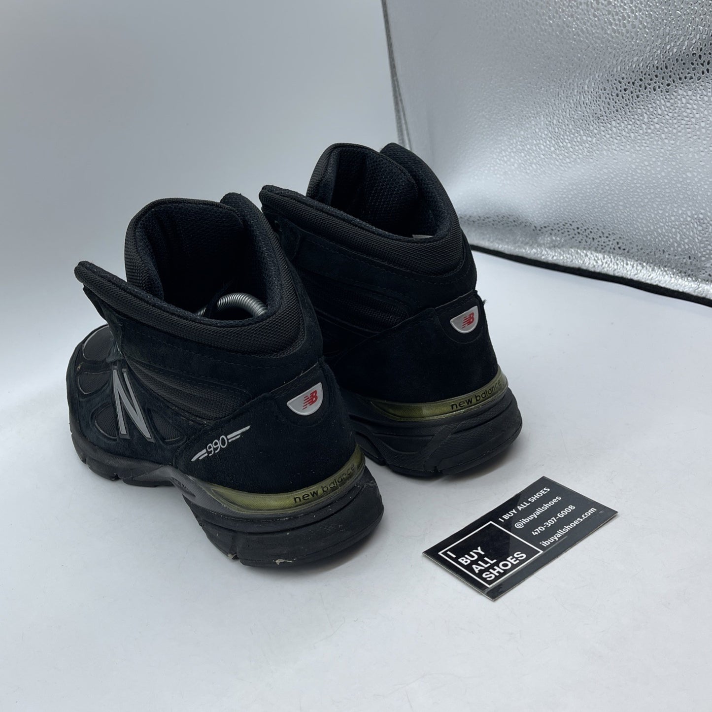 Size 9.5 - New Balance 990v4 Trail Hi Top Silver Black Suede (M0990BK4)