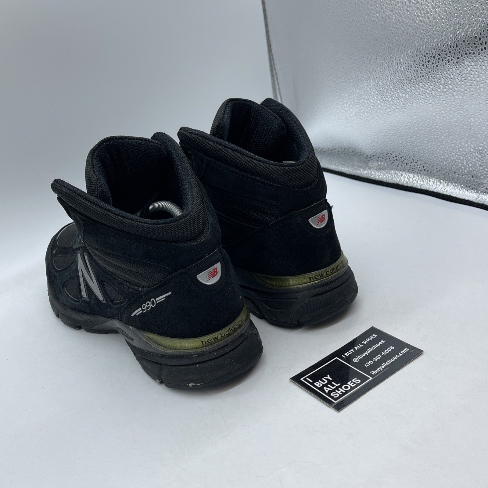 Size 9.5 - New Balance 990v4 Trail Hi Top Silver Black Suede (M0990BK4)