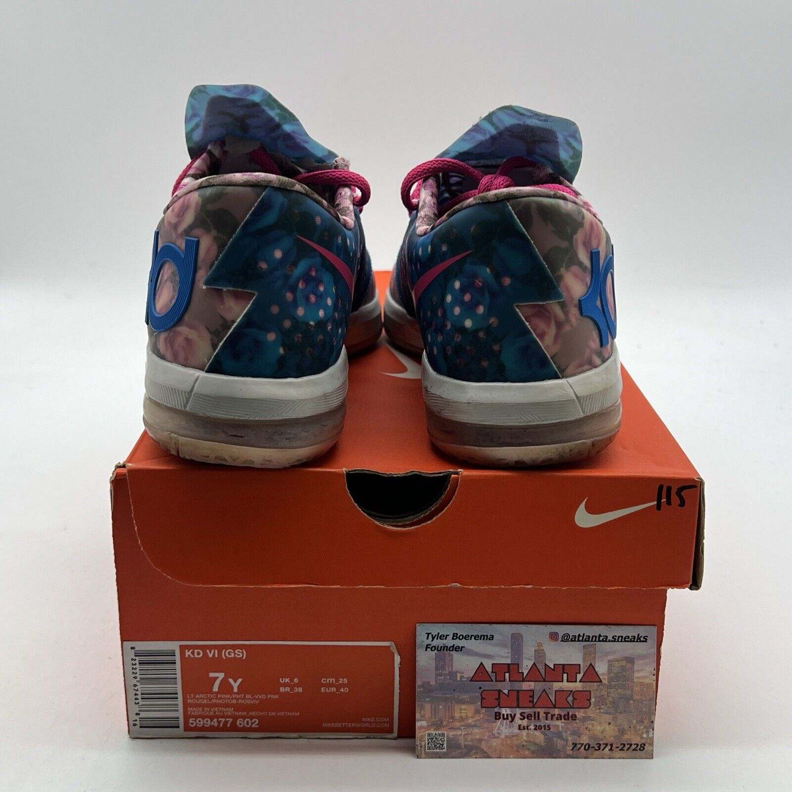 Size 7Y - Nike KD VI (GS) (599477 602) Arctic Pink Flower Aunt Pearl