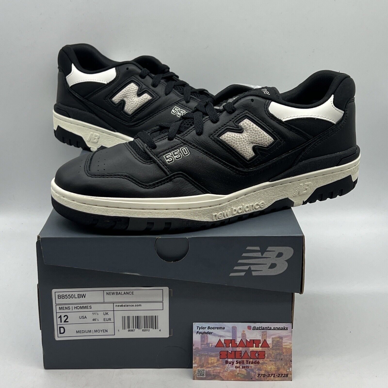 Size 12 - New Balance 550 Black Brand Og All