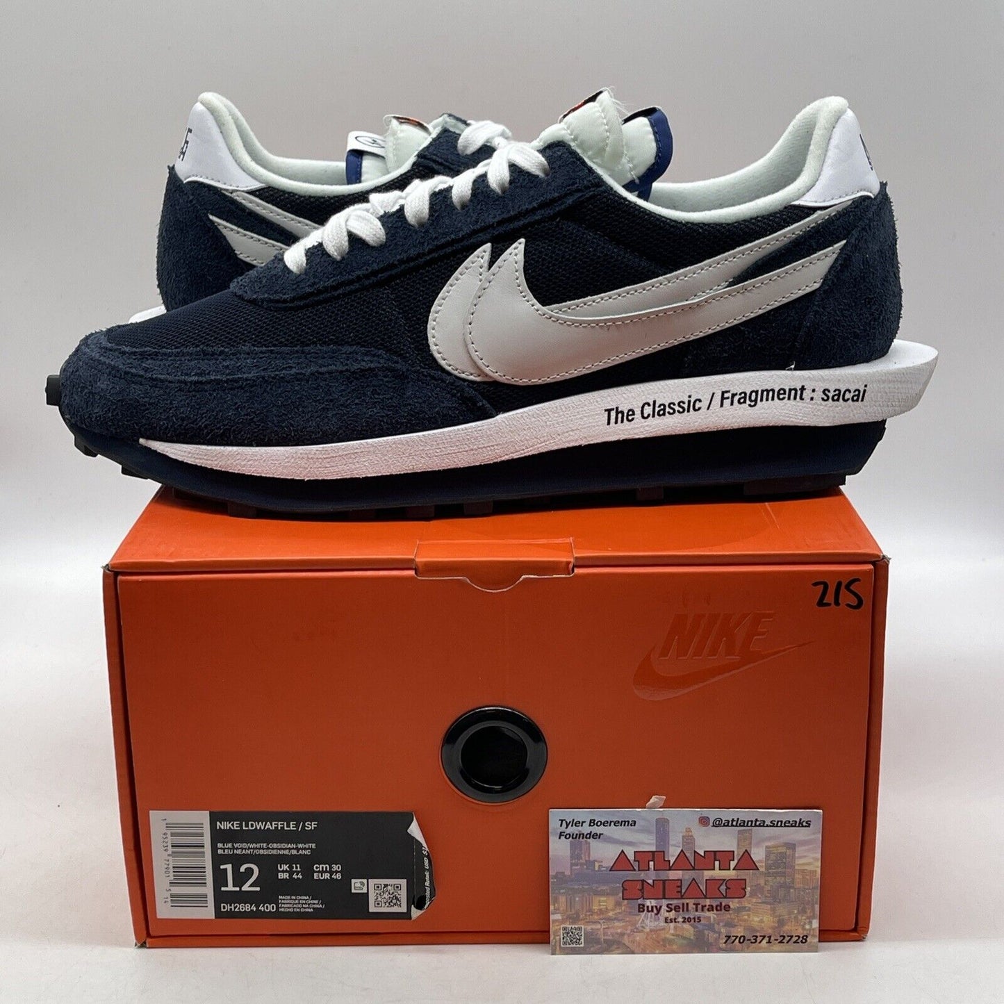 Size 12 - Nike LDV Waffle x Fragment Design x sacai Low Blackened Blue