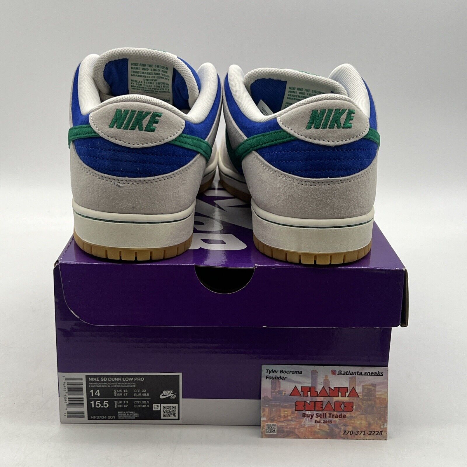 Size 14 - Nike Dunk SB Low Hyper Royal Malachite Blue Purple (HF3804-001)