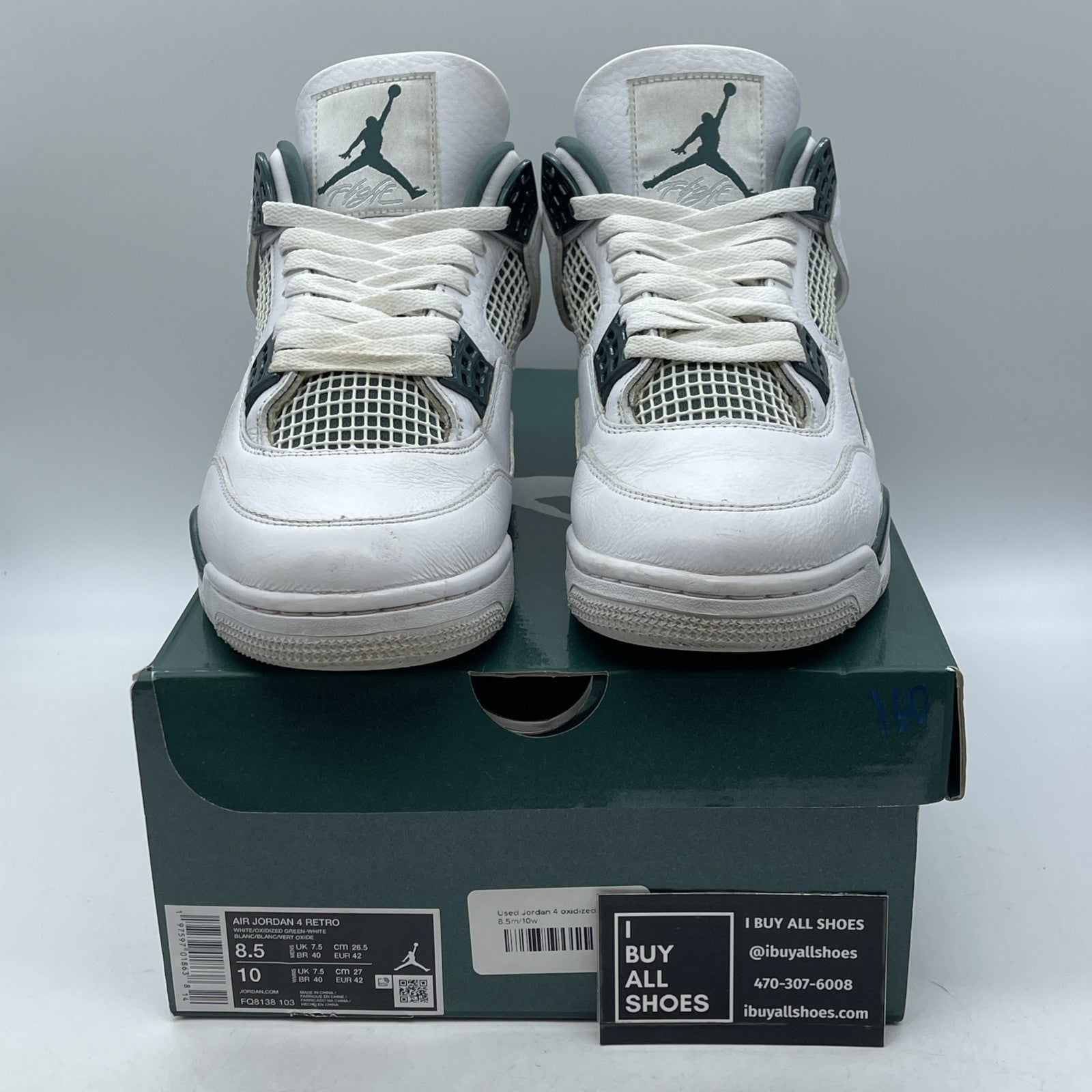 Size 8.5 - Air Jordan 4 Retro Oxidized Green White Leather (FQ8138-103)