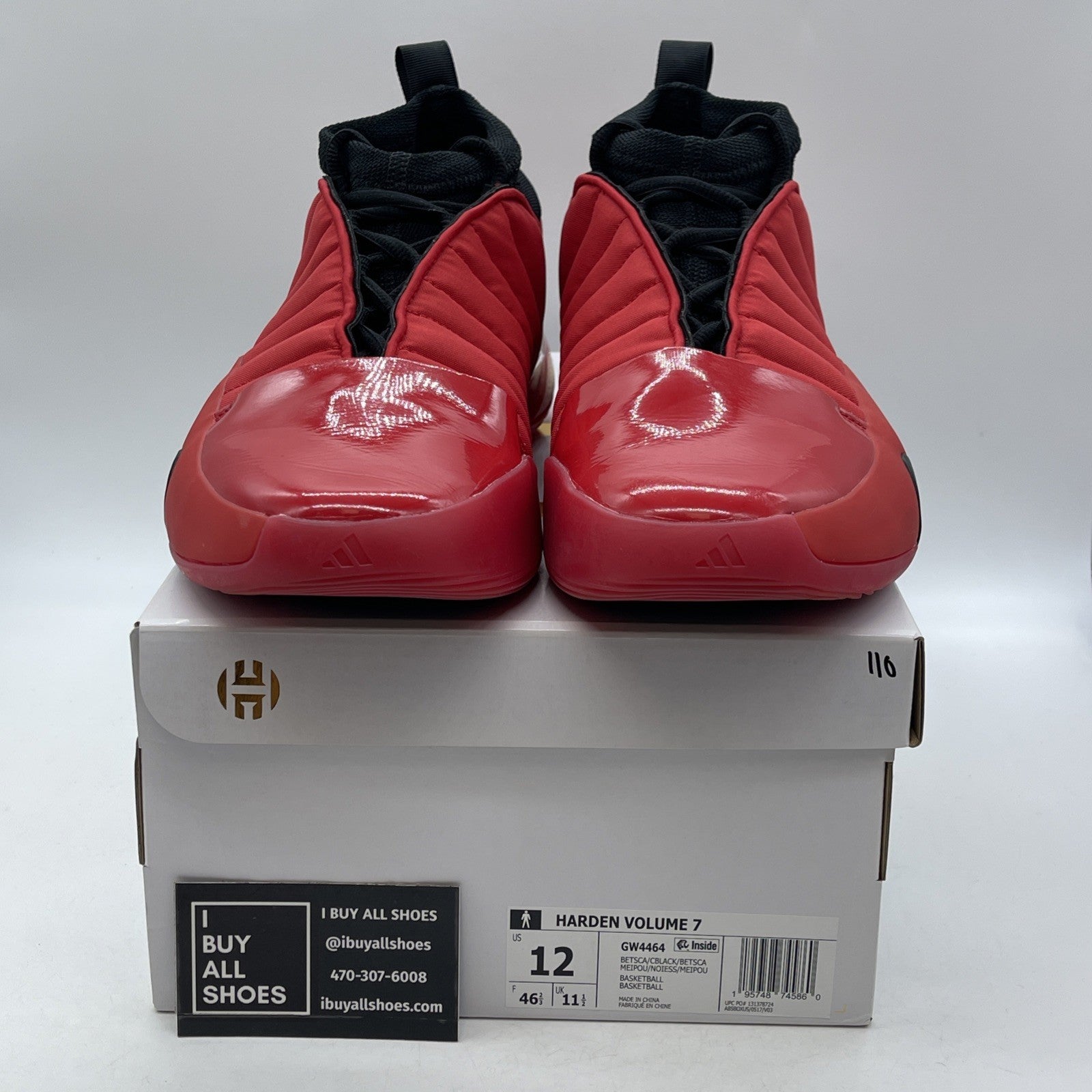 Size 12 - adidas Harden Vol. 7 Scarlet Red Black Suede Leather (GW4464)