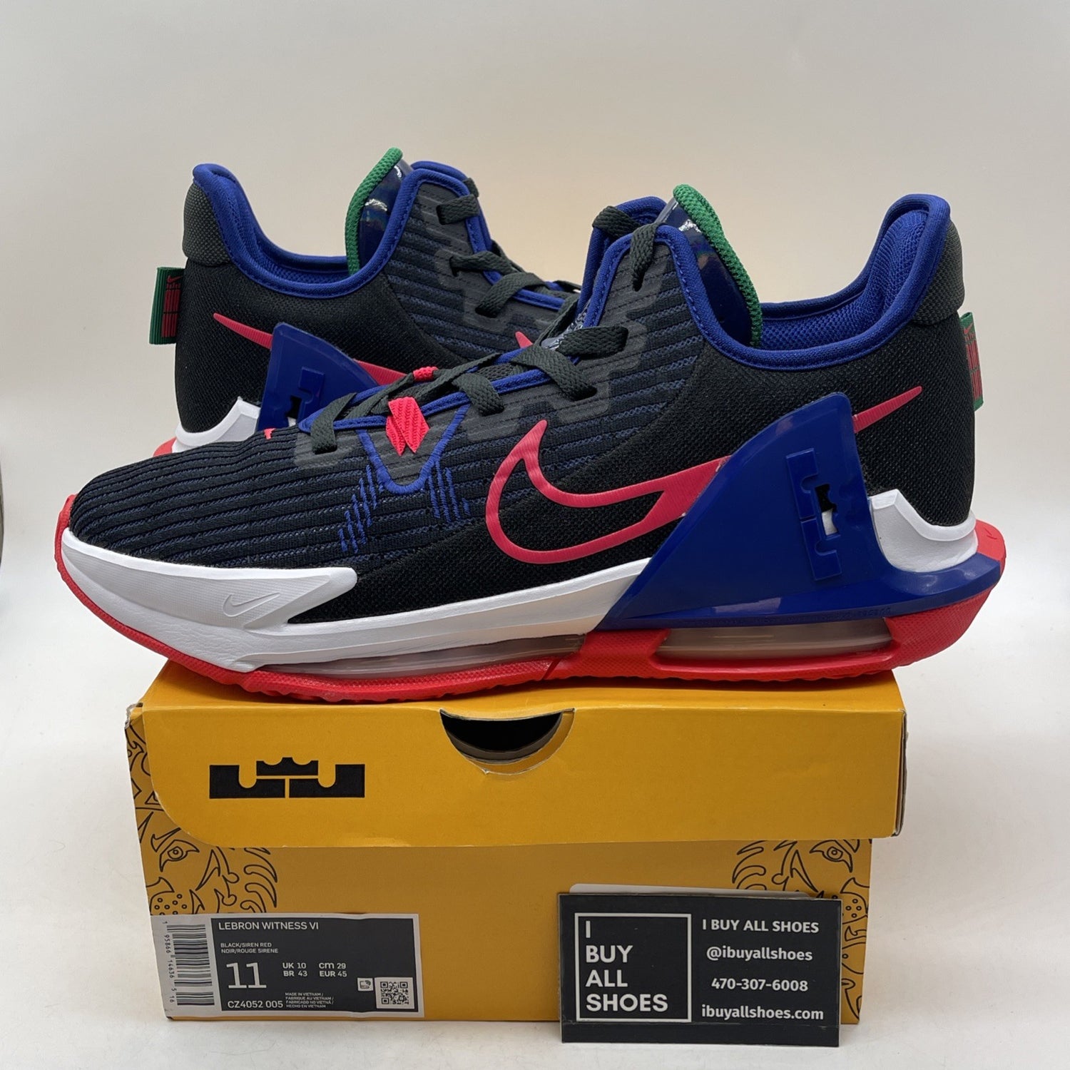 Size 11 - Nike LeBron Witness 6 Black Deep Royal Blue (CZ4052-005)