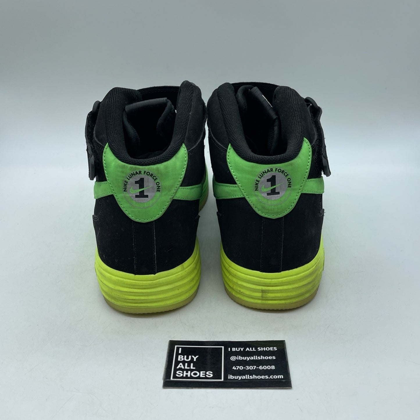 Size 14 - Nike Lunar Force 1 Leather Mid Black (555089-004)