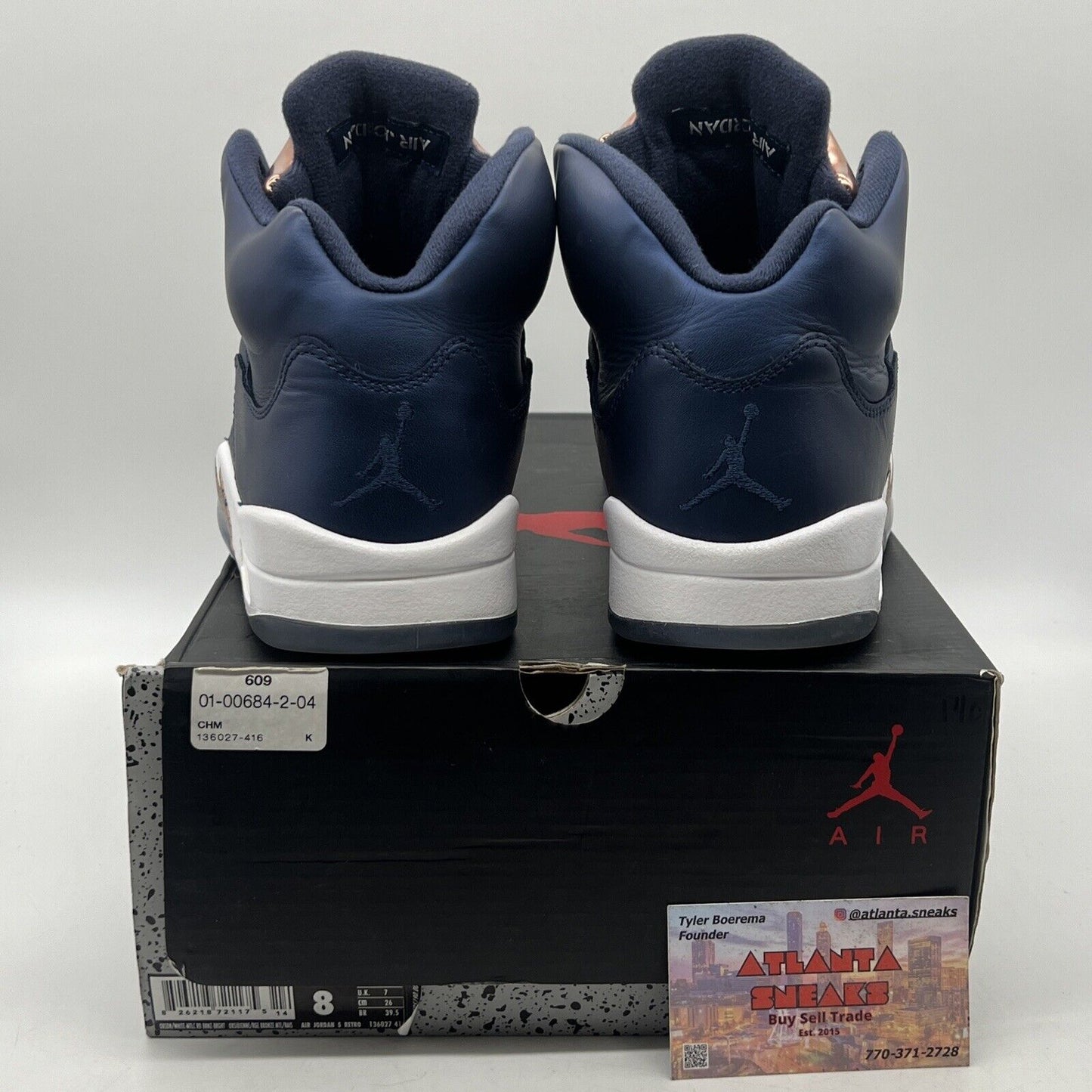 Size 8 - Air Jordan 5 Retro Bronze Navy White Leather (136027-416)