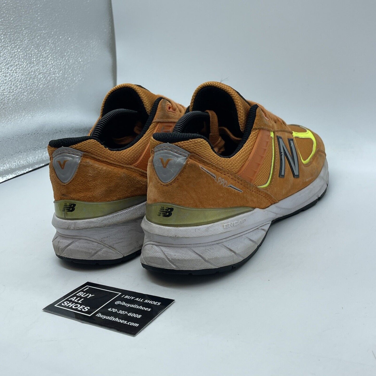 Size 10.5 - New Balance 990v5 Made in USA Orange Suede Leather (M990OH5)