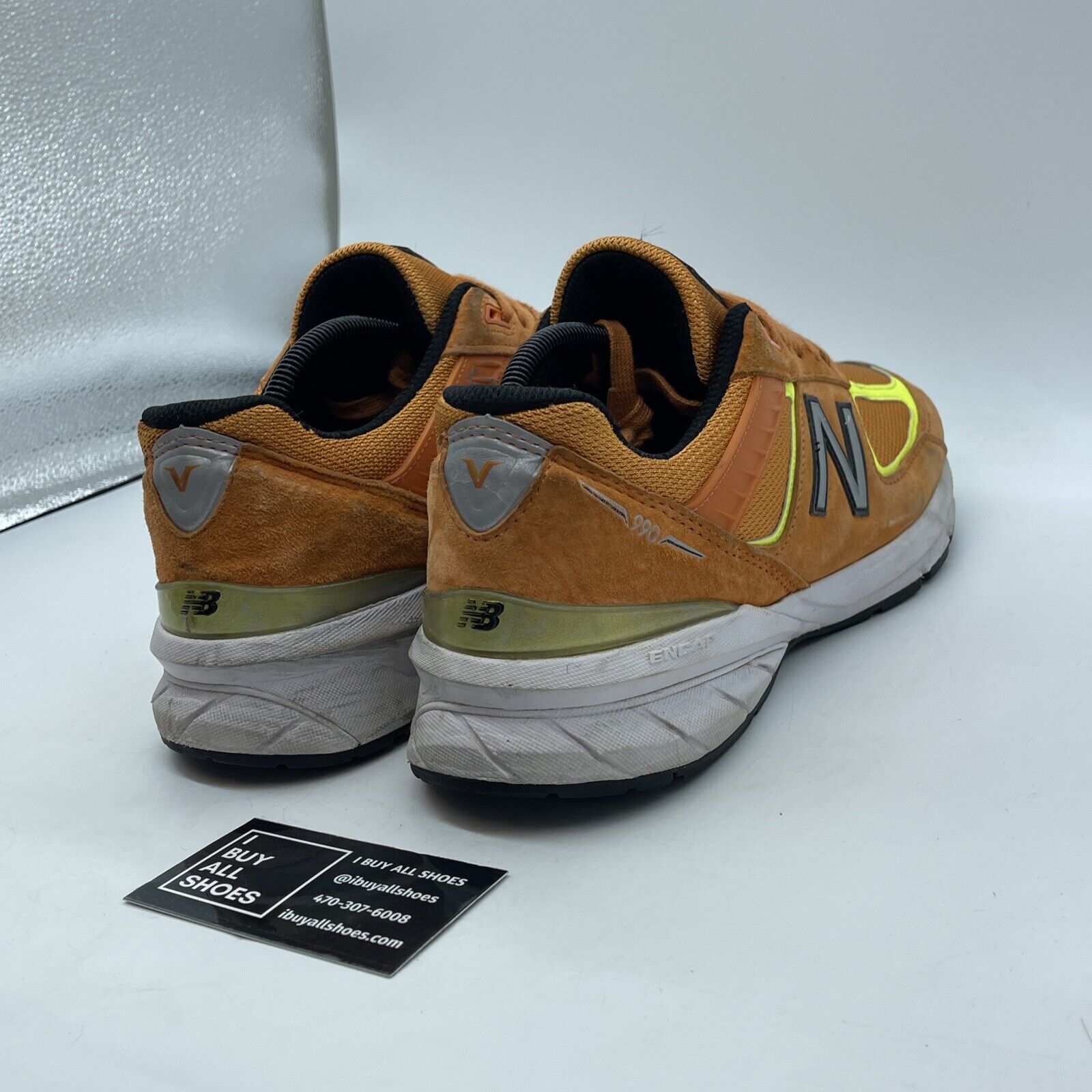 Size 10.5 - New Balance 990v5 Made in USA Orange Suede Leather (M990OH5)
