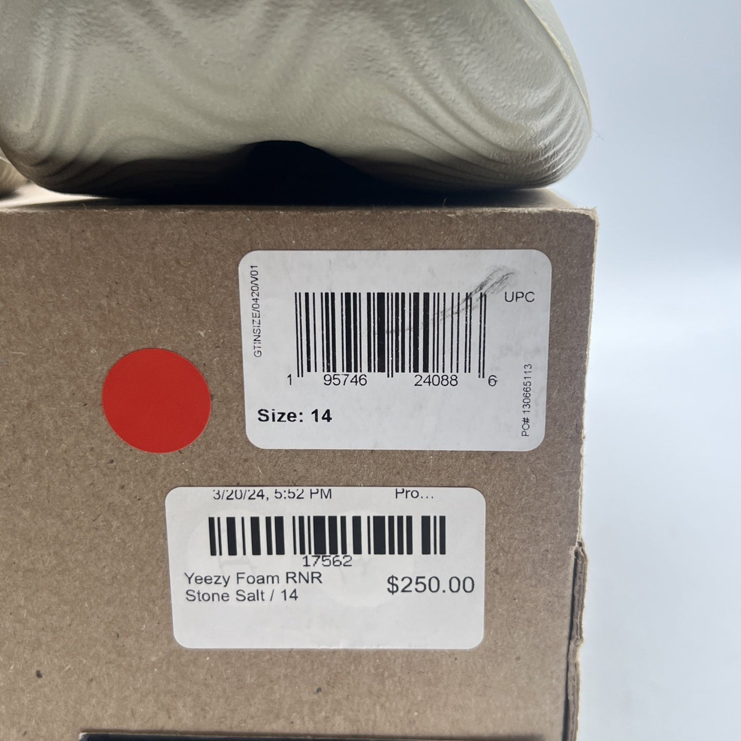 Size 14 - adidas Yeezy Foam RNR Stone Salt (GV6840)