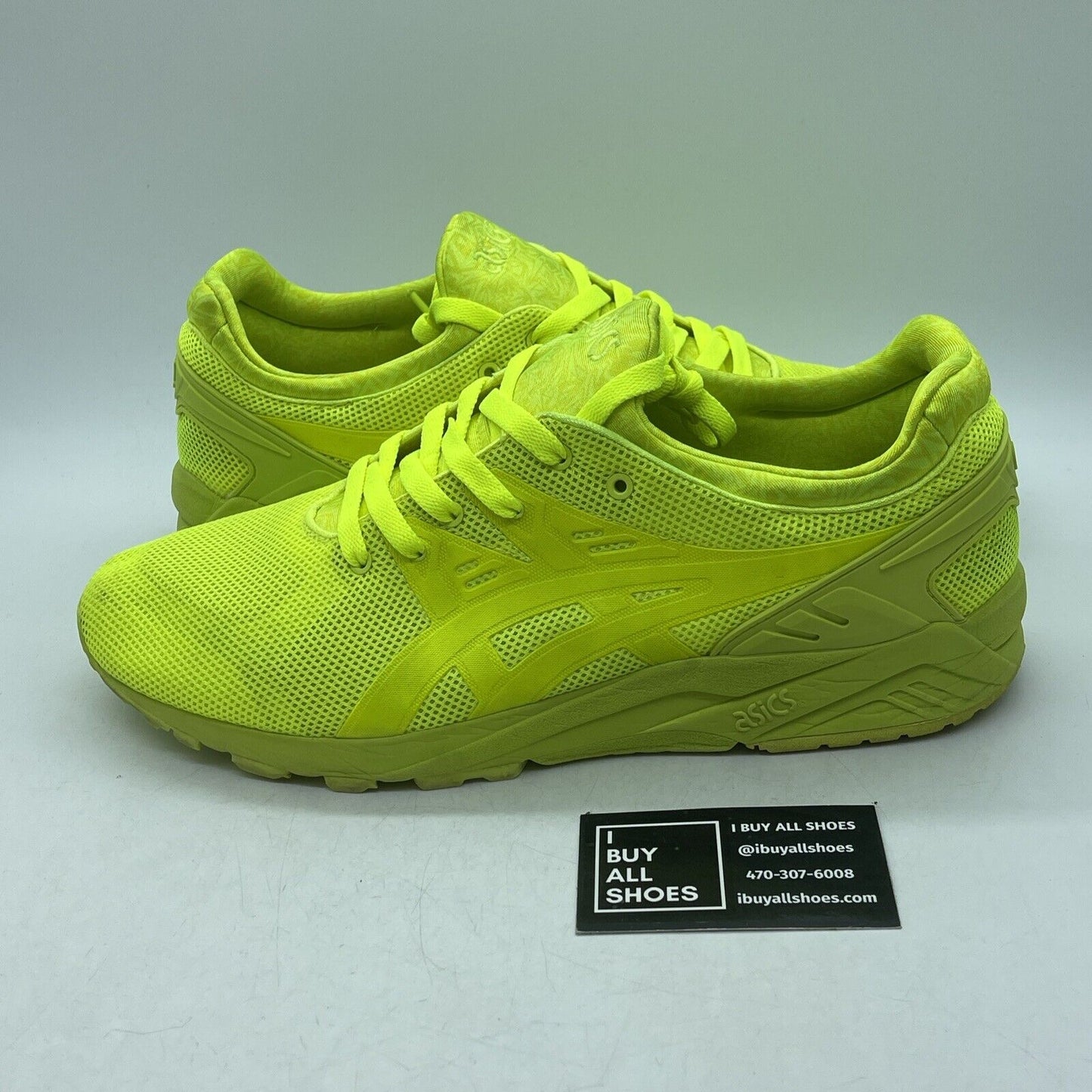 Size 12 - asics gel kayano evo neon green Suede Leather  (H51DQ)