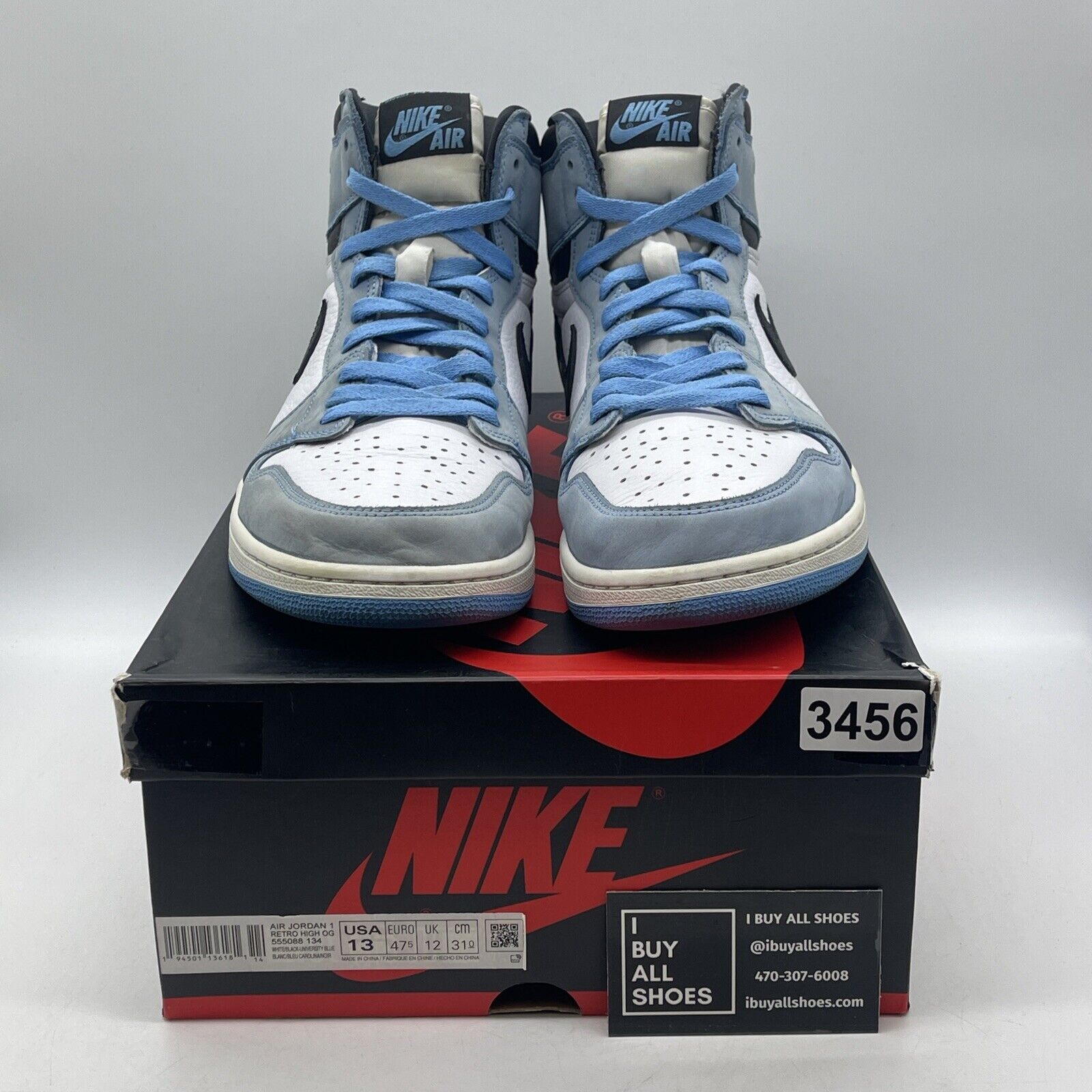 Size 13 - Jordan 1 Retro OG High University Blue White Black Leather (555088-134