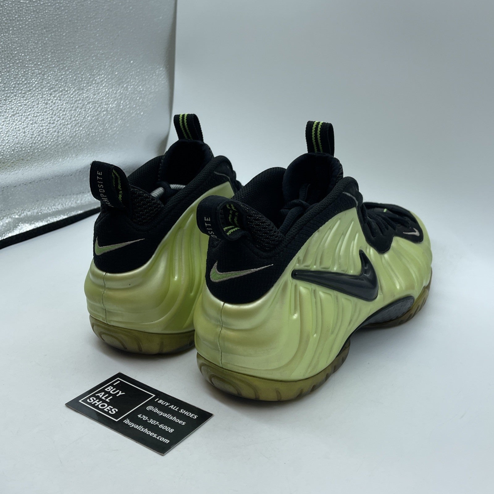 Size 11.5 - Nike Air Foamposite Pro Electric Green Black Suede (624041-300)