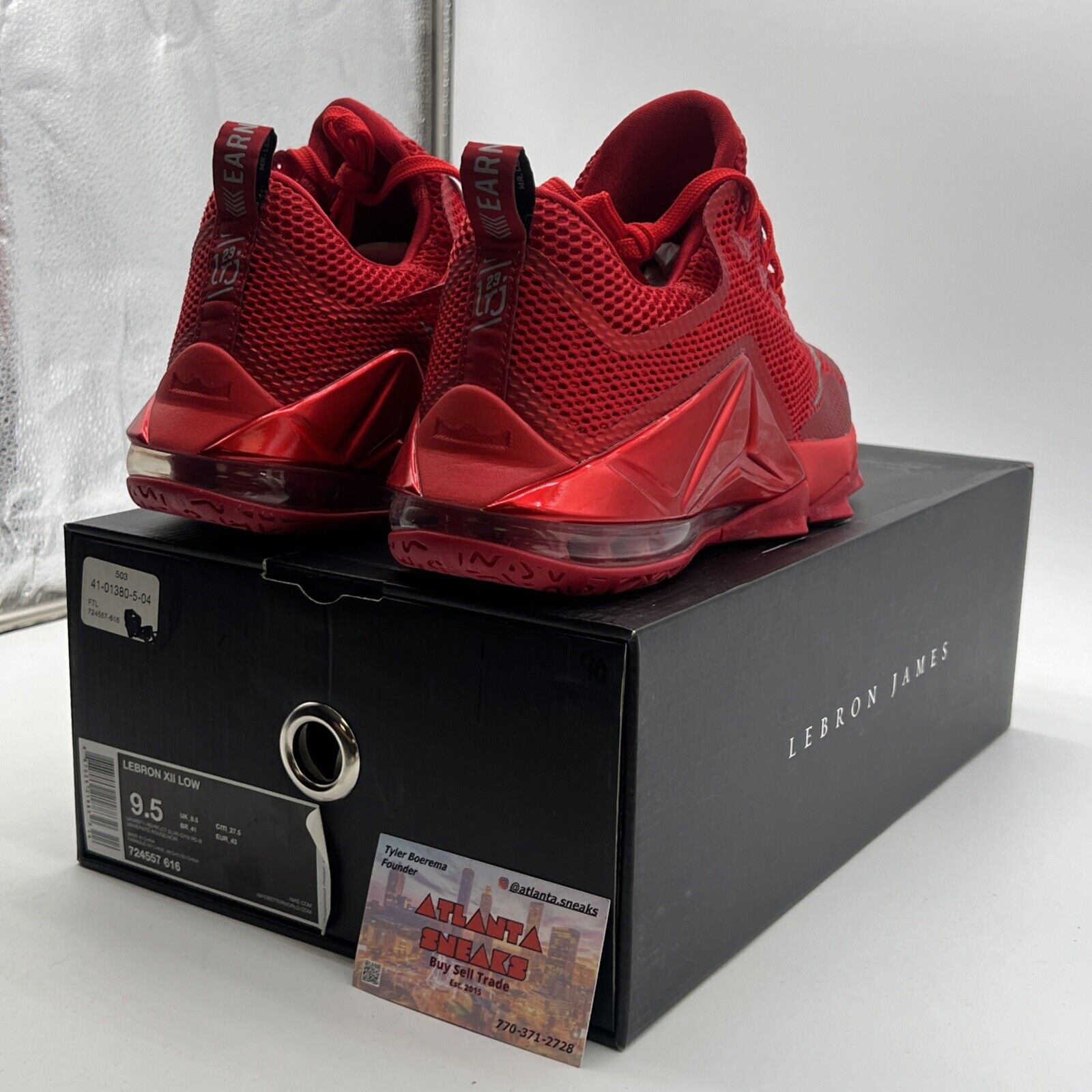 Size 9.5 - Nike LeBron 12 Low University Red (724557-616)