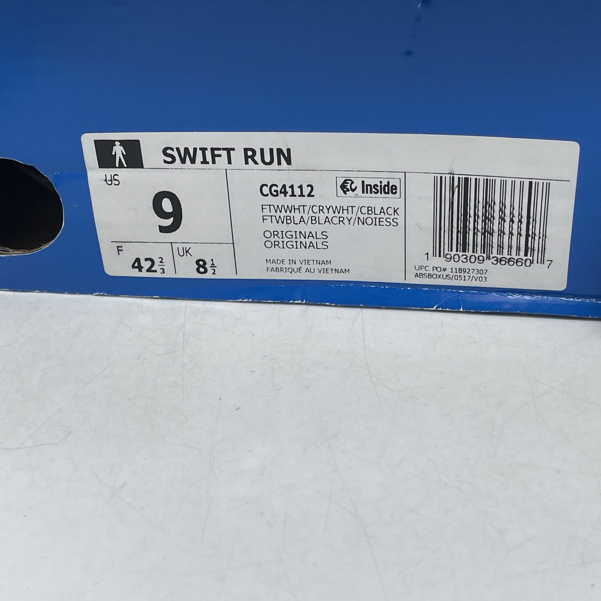 Size 9 - Adidas Swift Run White (CG4112)