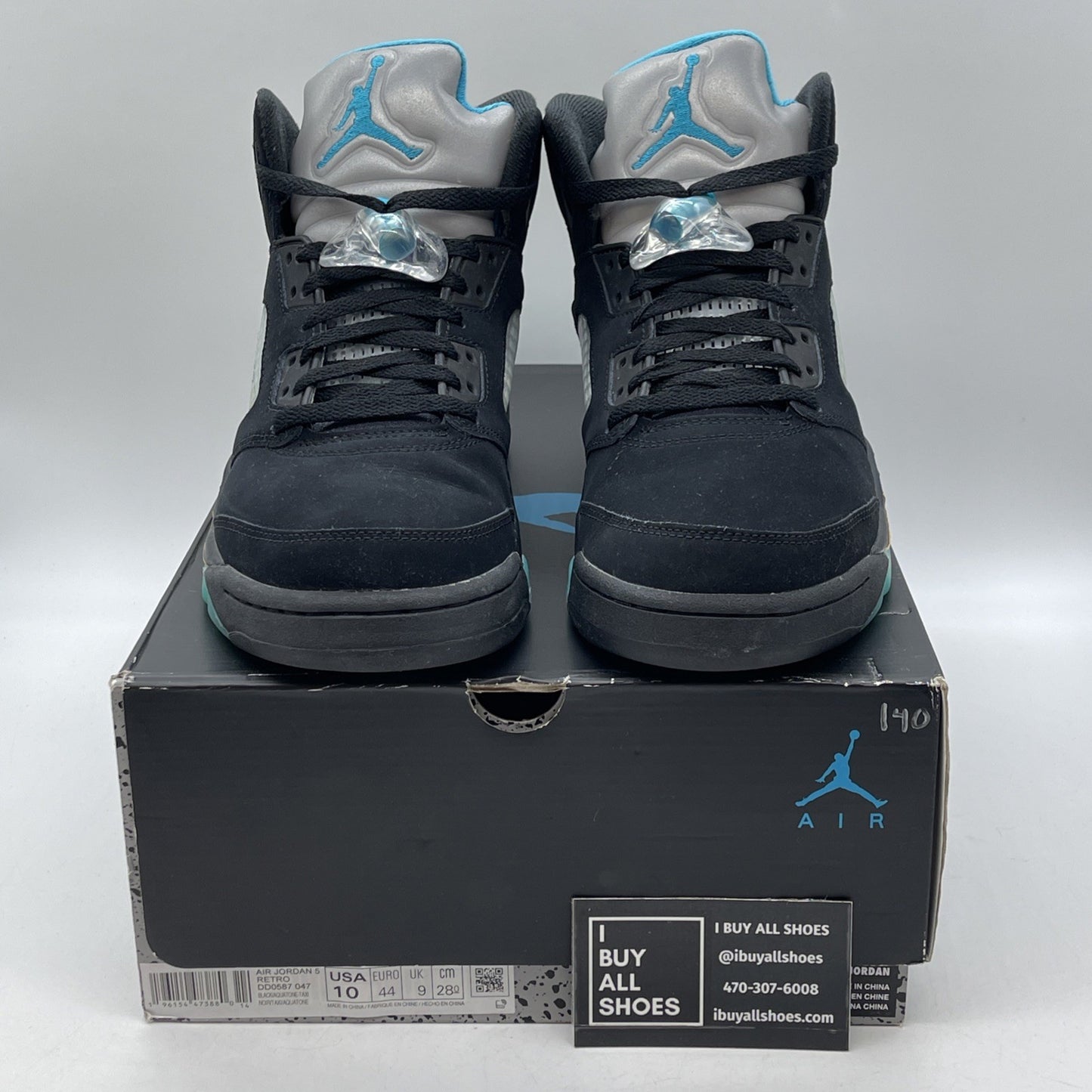 Size 10 - Jordan 5 Retro Mid Aqua Black Blue Yellow Suede (DD0587-047)