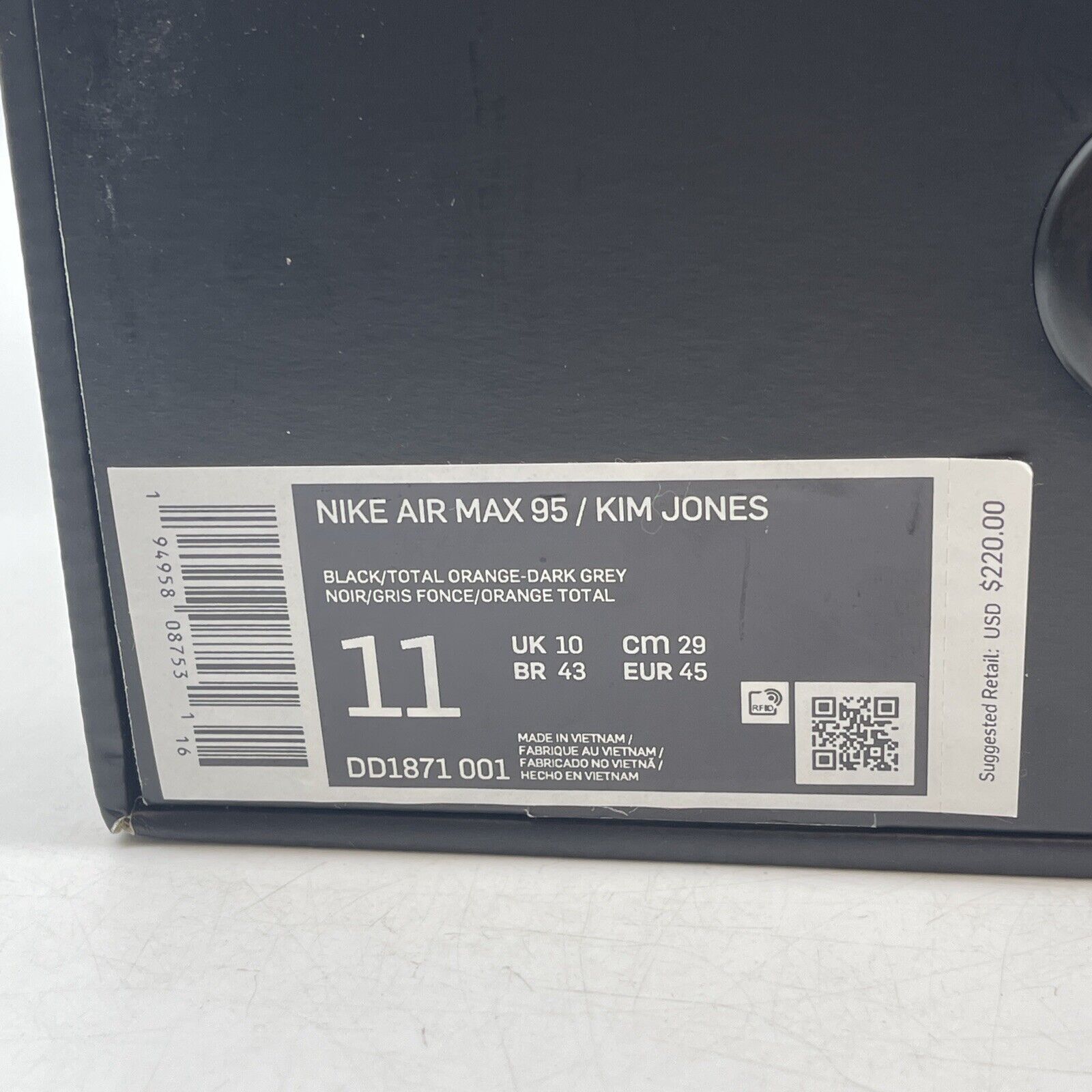 Size 11 - Nike Kim Jones x Air Max 95 Total Orange Grey White (DD1871-001)